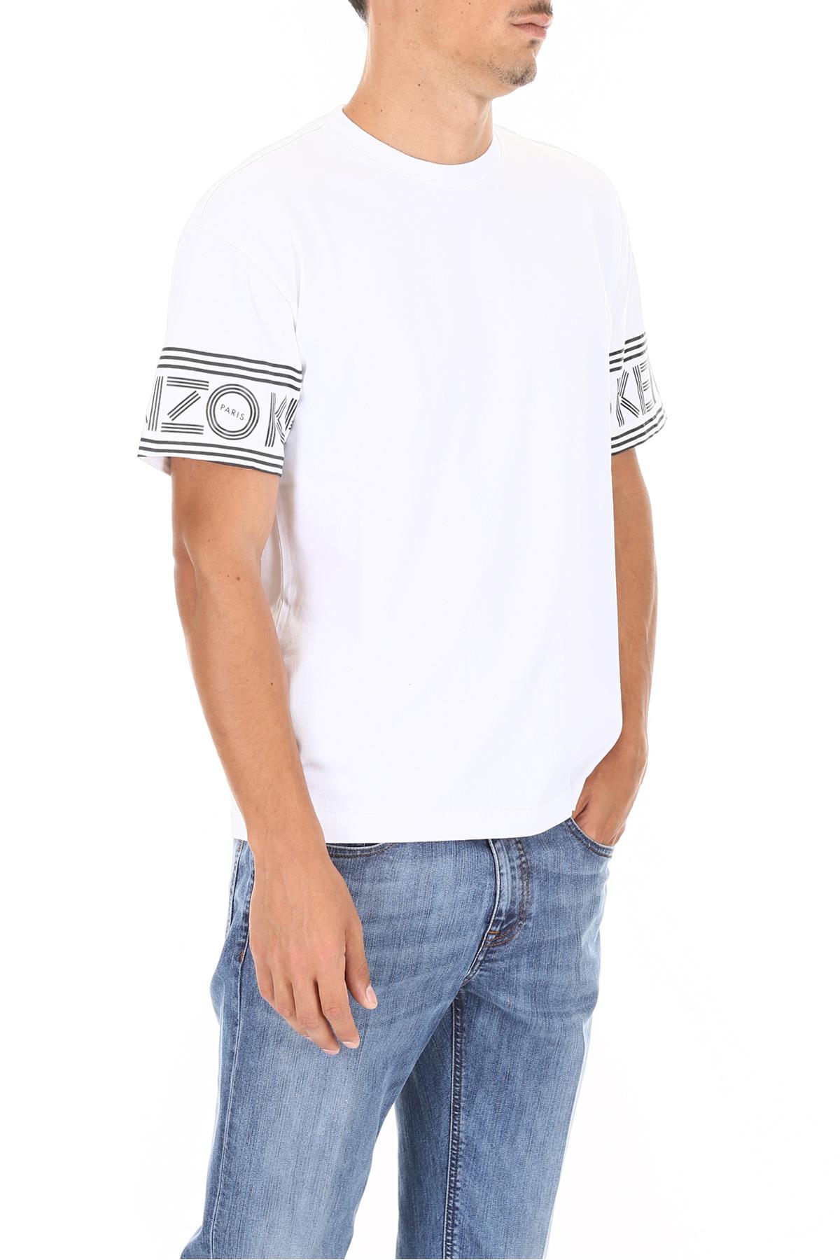 KENZO Cotton White Sleeve Logo T-shirt for Men - Lyst