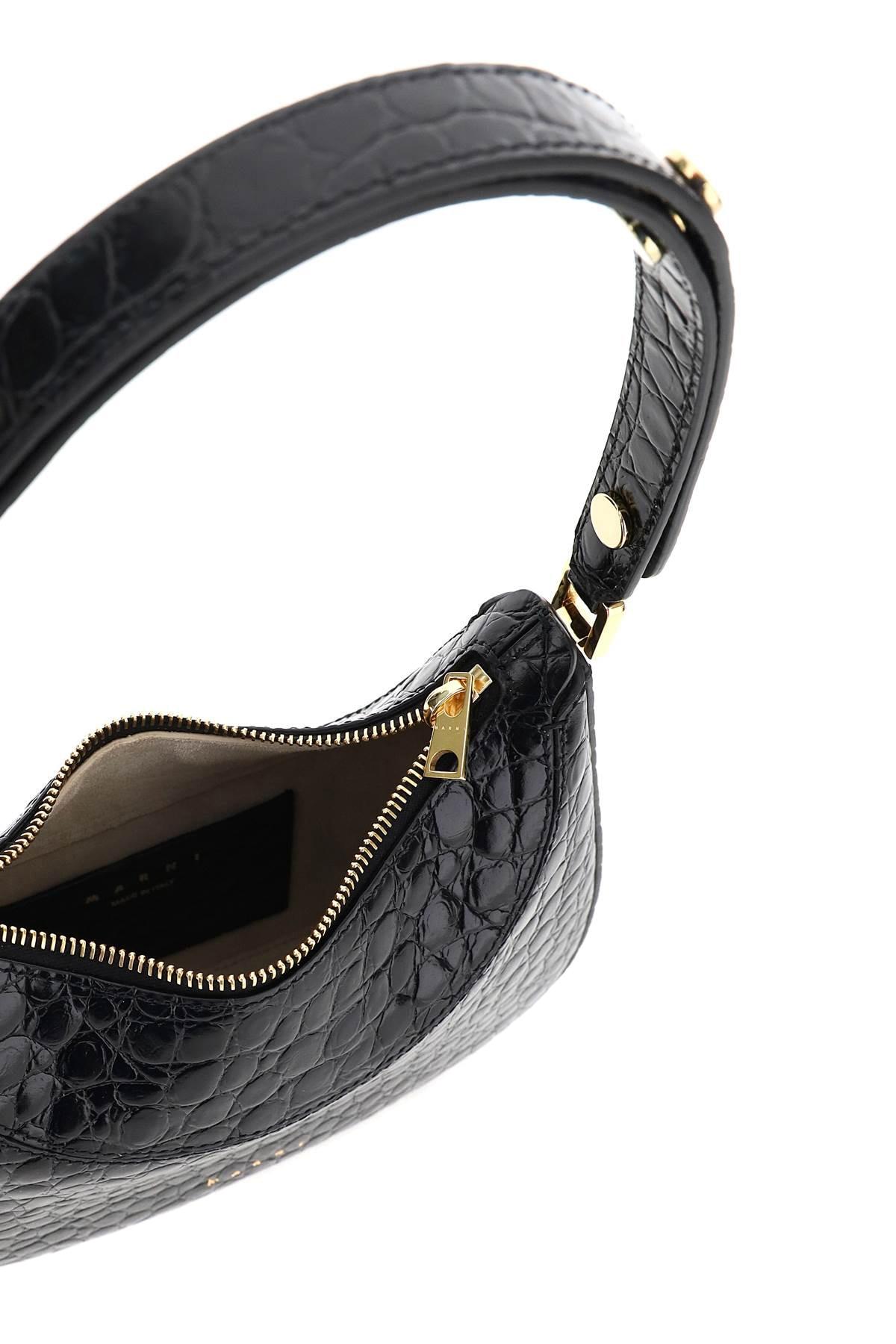Womens Bags Hobo bags and purses Marni Croco-embossed Leather Small Milano Hobo Bag in Black Save 1% 
