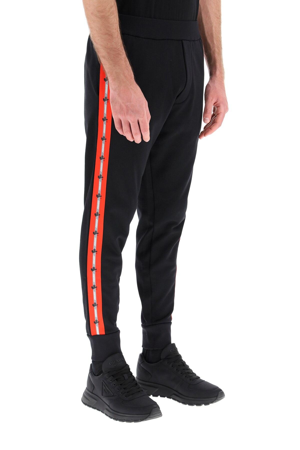 DSquared² Cotton Techno Tape Sweatpants in Black,Red (Black) for 