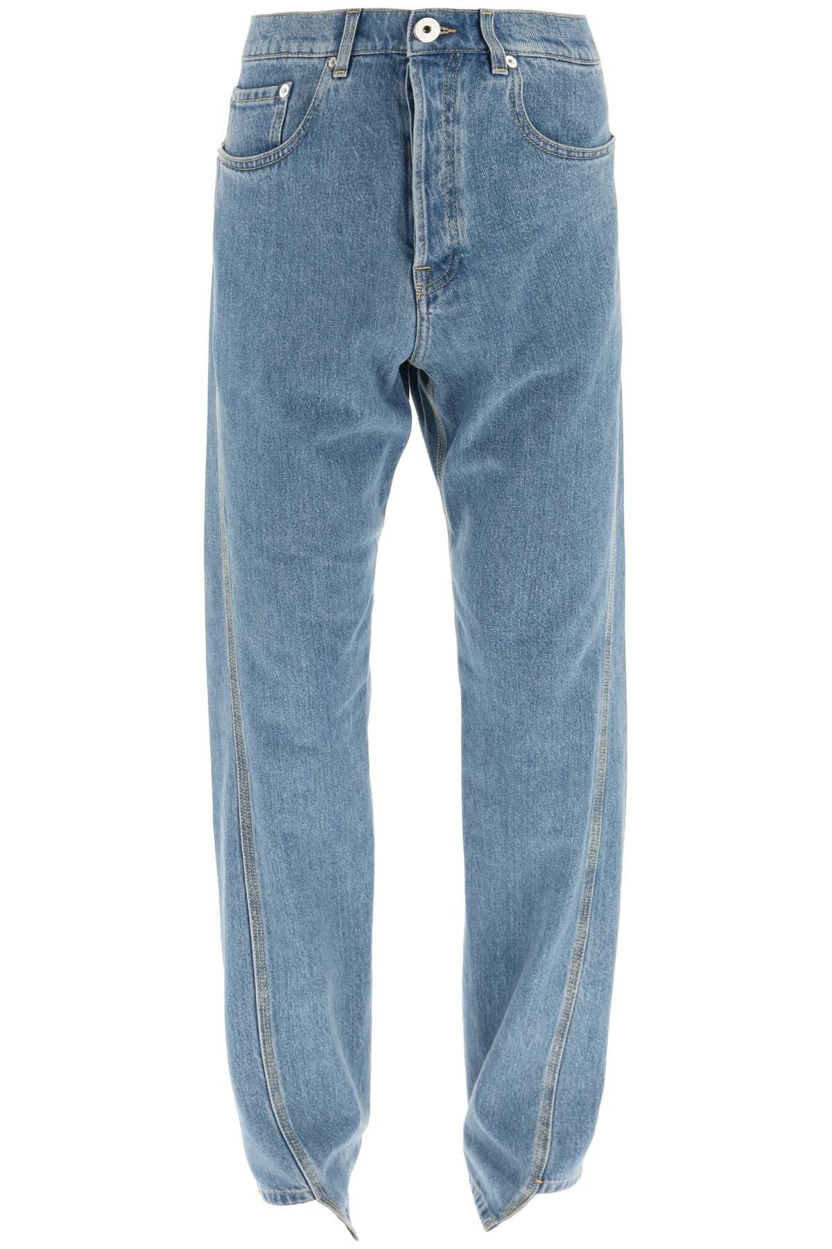 Farfetch Abbigliamento Pantaloni e jeans Jeans Jeans straight Blu Jeans dritti asimmetrici 