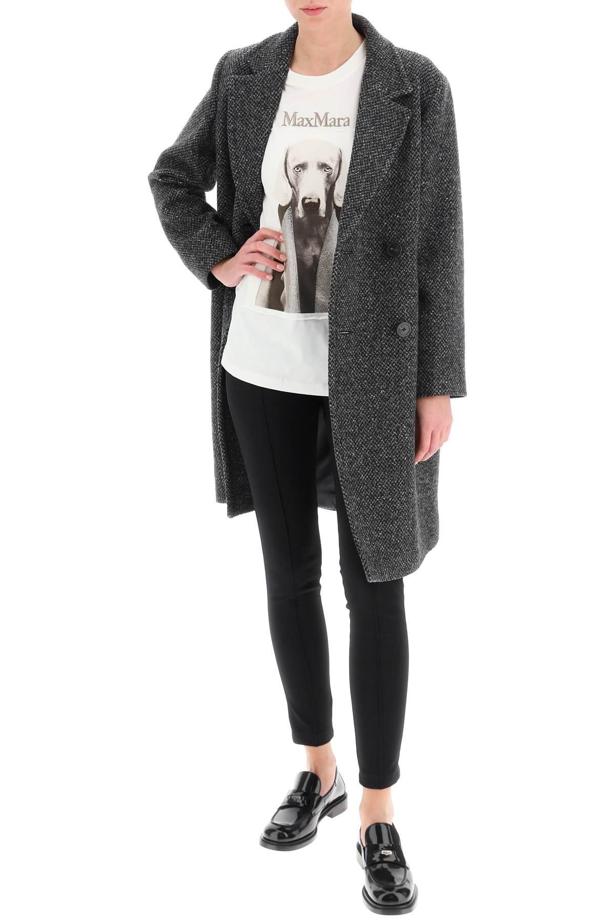 Weekend by Maxmara 'ebridi' Virgin Wool Tweed Coat Grey Wool in Black | Lyst