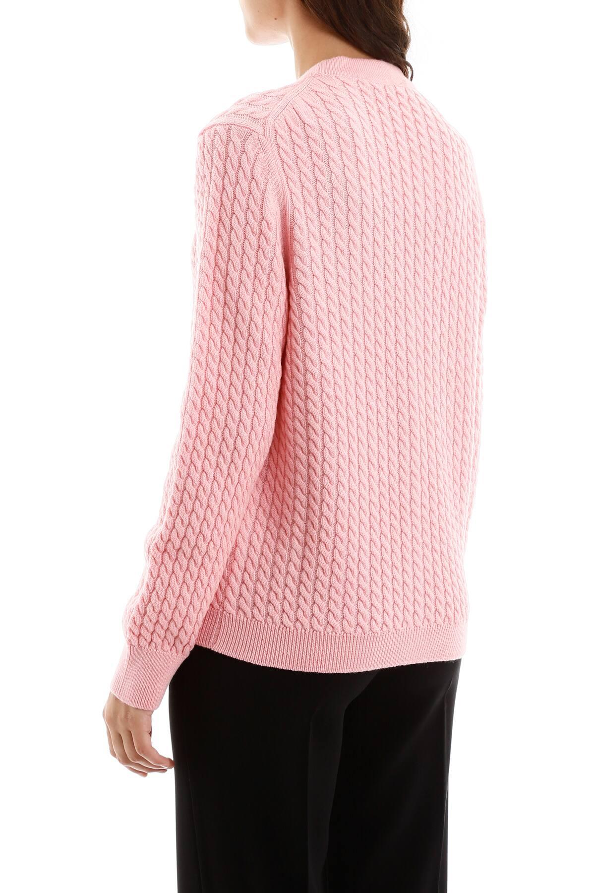 Alessandra Rich Cable-knit Cardigan in Pink - Lyst