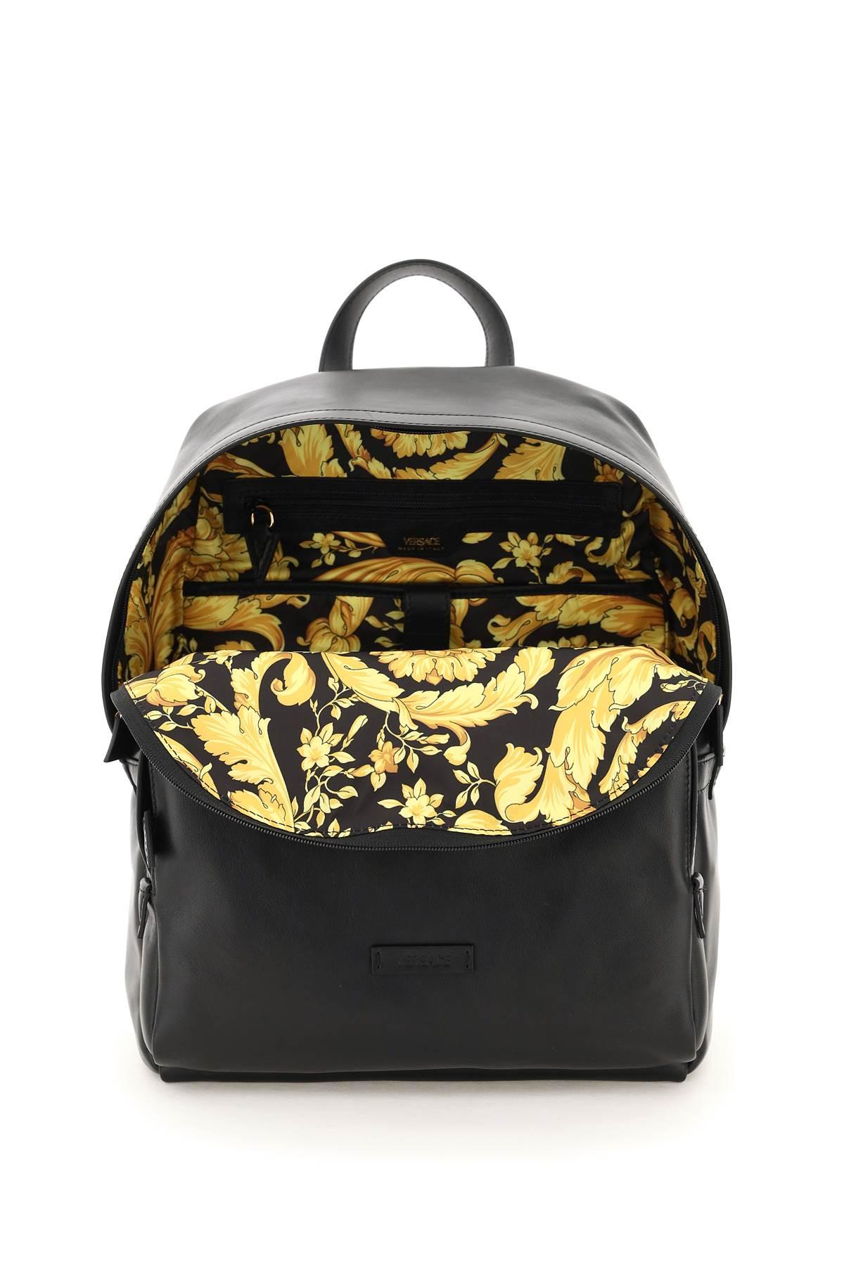 versace black leather backpack