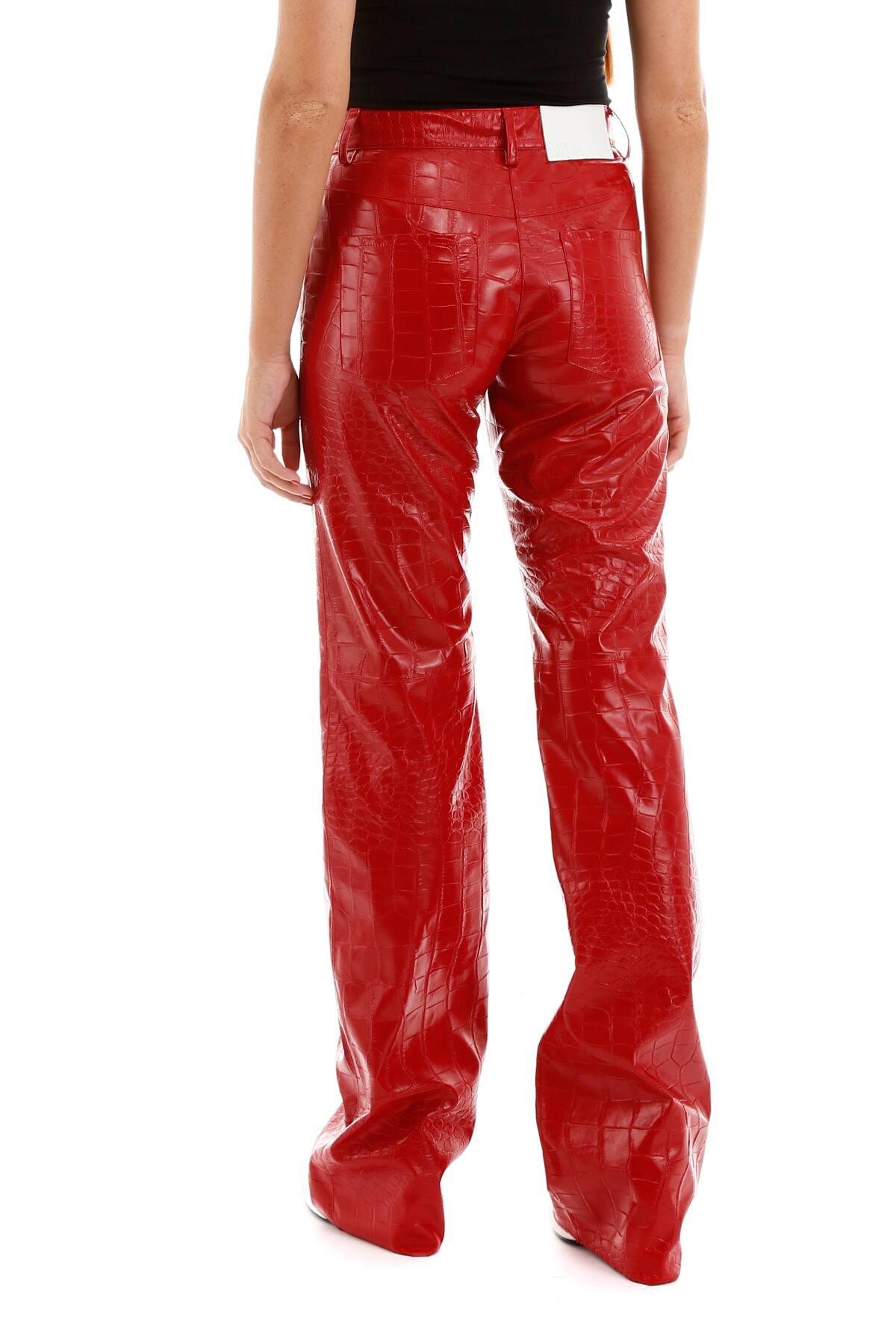 MSGM Croc-print Faux Leather Trousers 