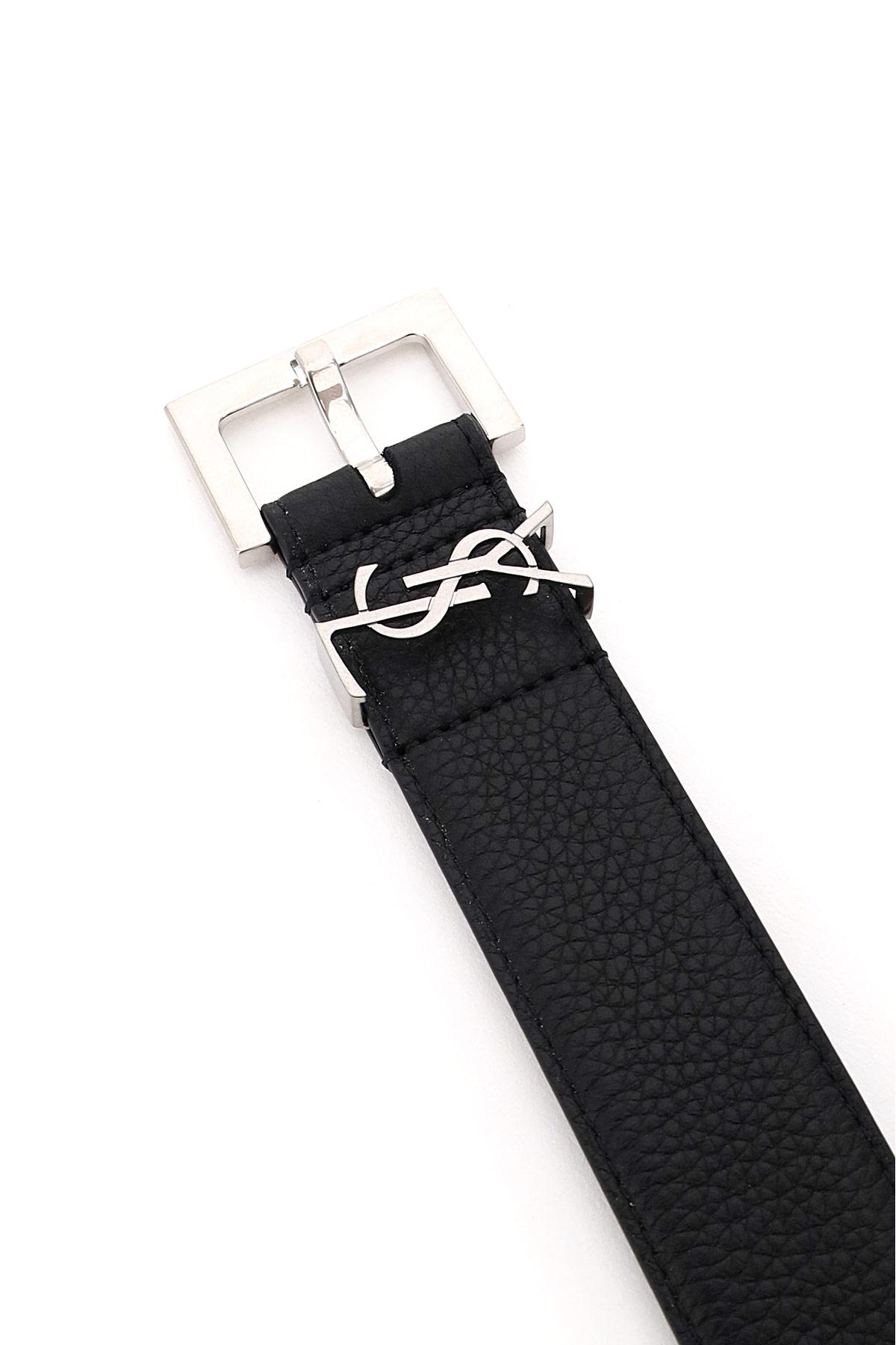 Saint Laurent Ysl Leather Belt in Black for Men - Lyst