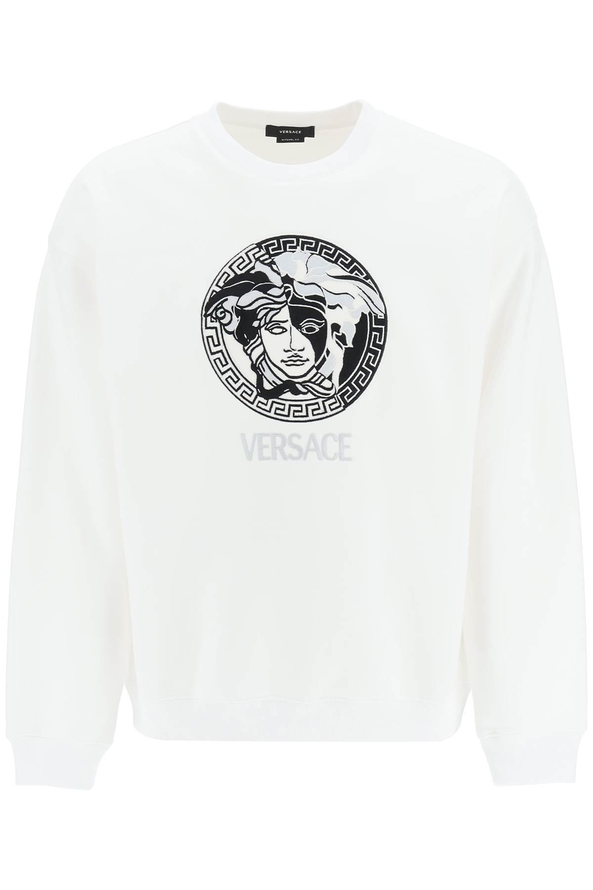 Versace Medusa Embroidery Sweatshirt in White for Men | Lyst