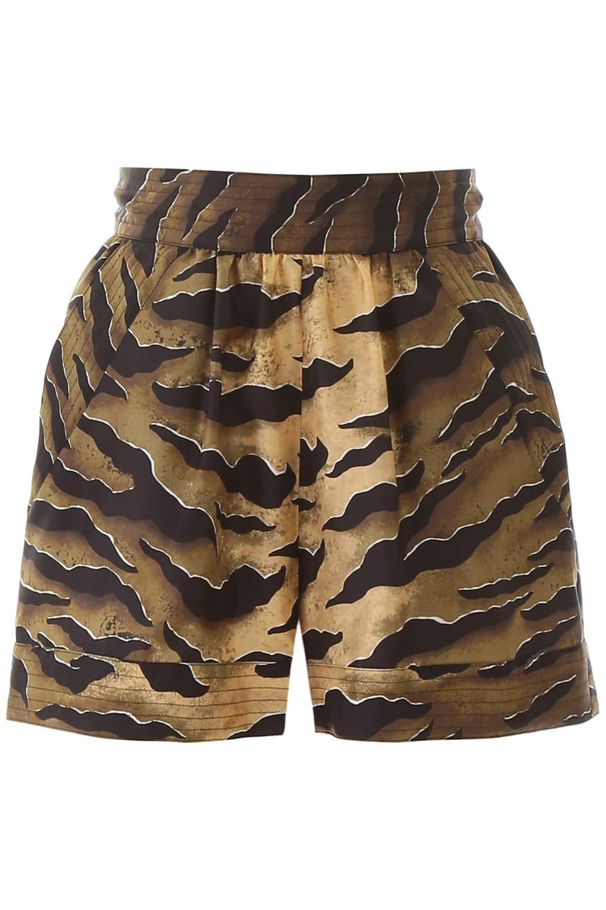 DSquared² Satin Tiger Shorts in Beige,Black,Khaki (Natural) - Lyst