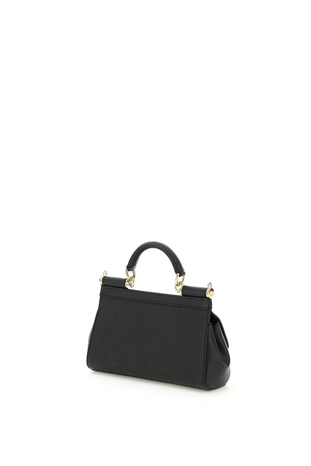 Dolce&Gabbana Small Sicily Dauphine Black Leather Top Handle