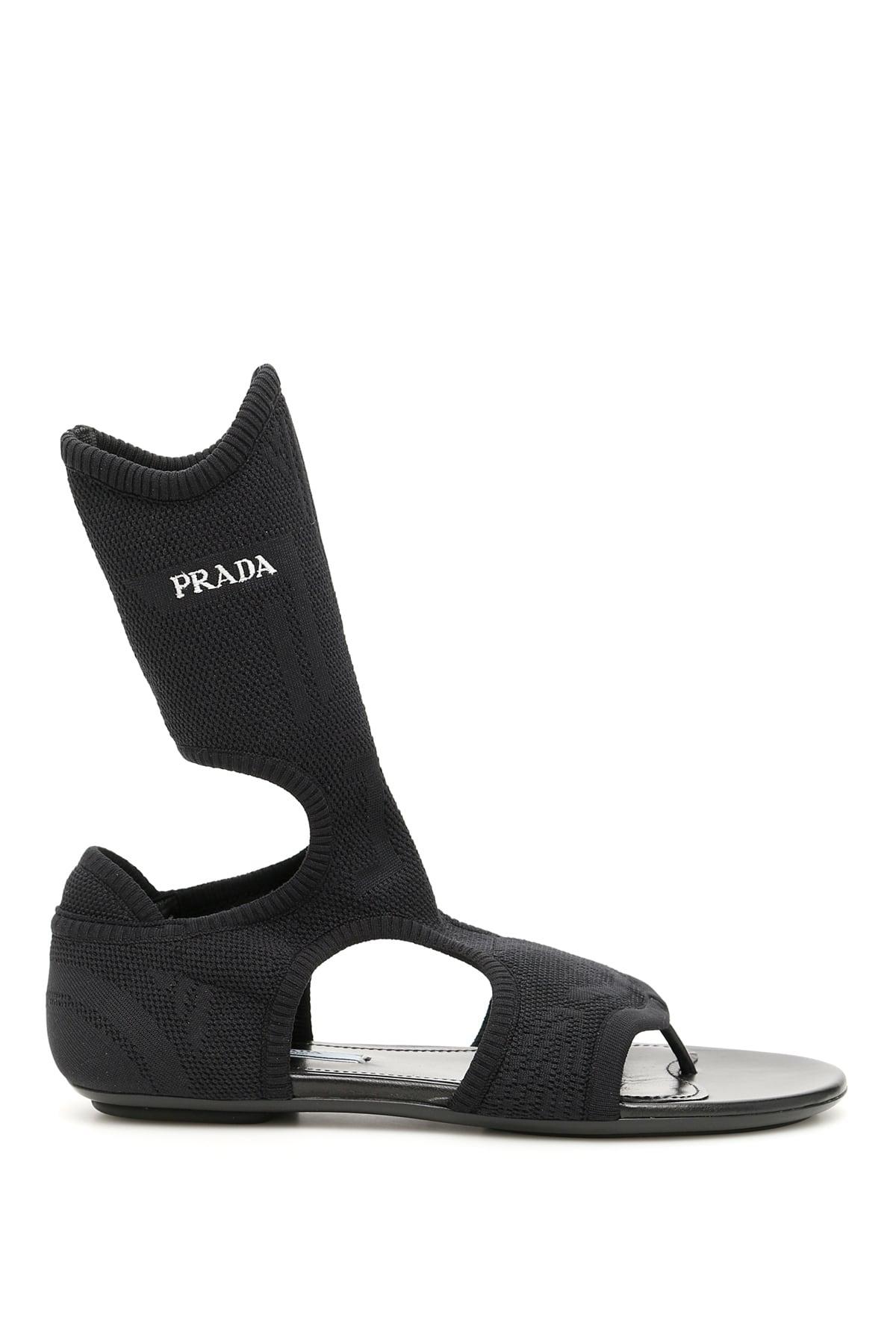 prada elasticated logo strap sandals