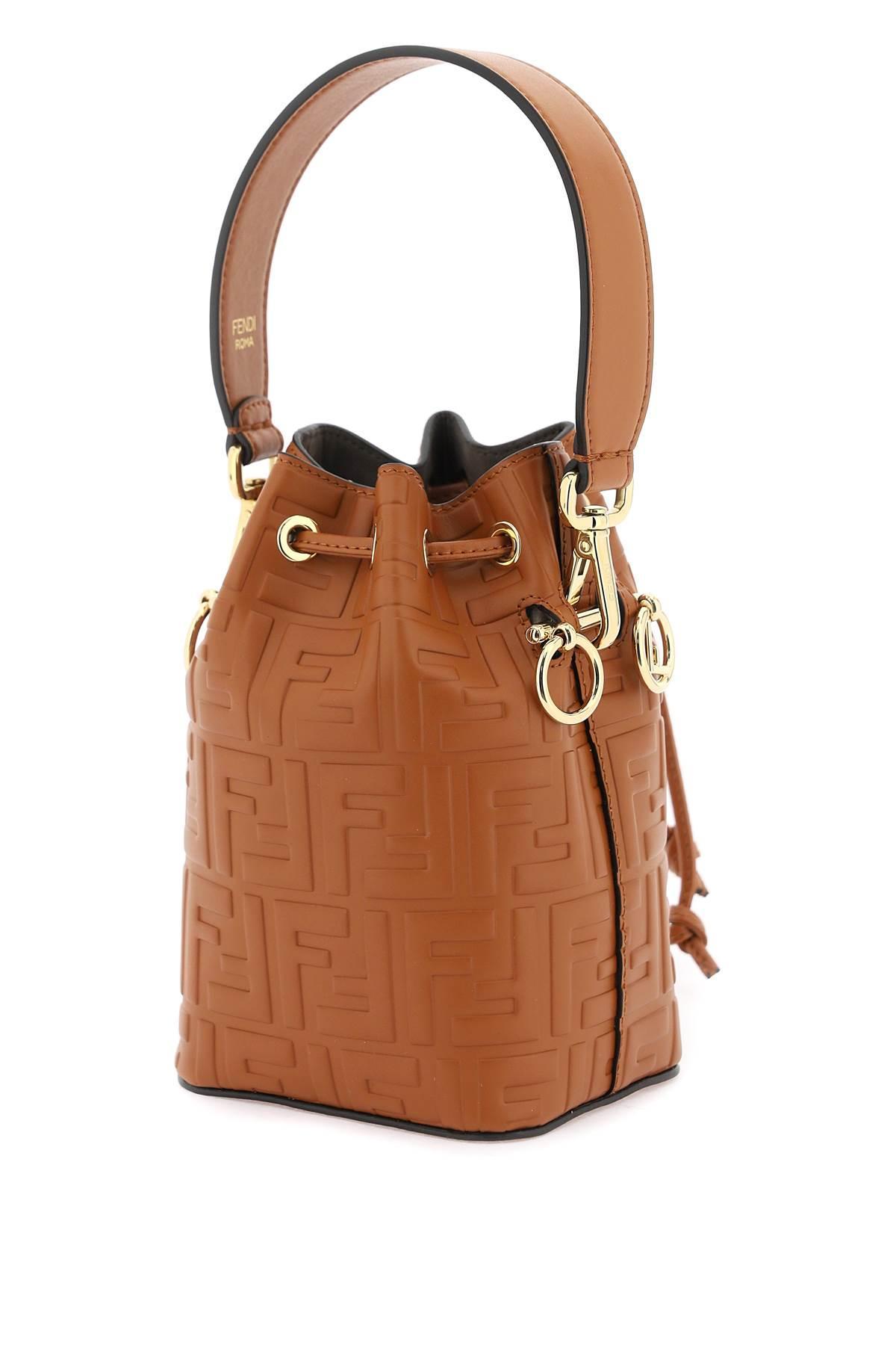 S118-Fendi Mon Tresor Brown leather mini-bag with FF motif。S$1990