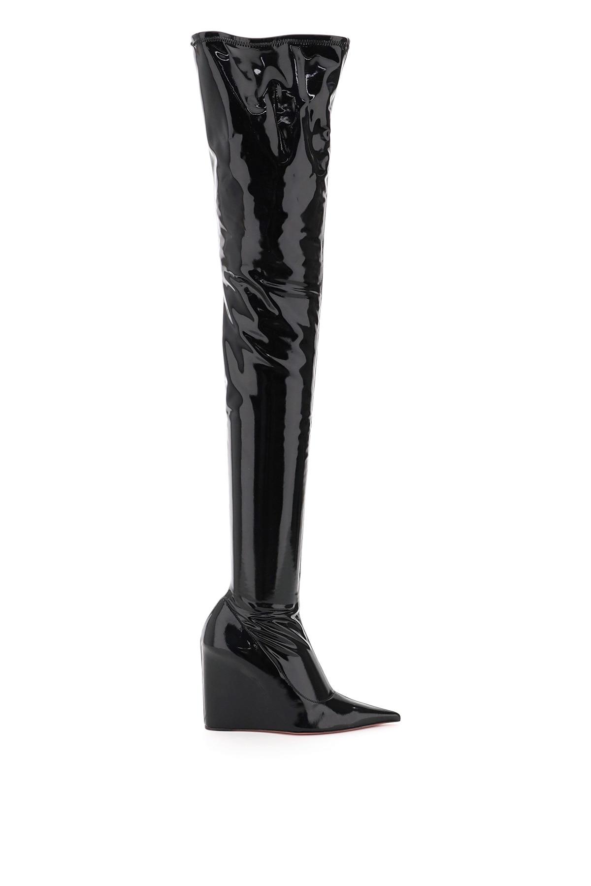 AMINA MUADDI Leather Danielle Thigh High Latex Boots in Black | Lyst UK
