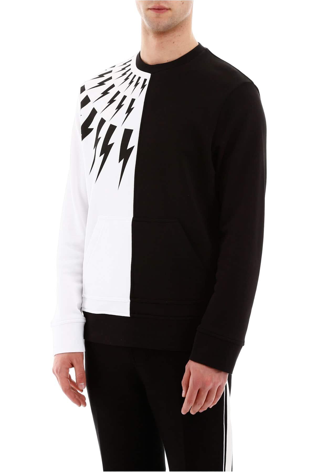 Neil Barrett Thunder Bolt Print Sweater in White,Black (Black) for Men ...