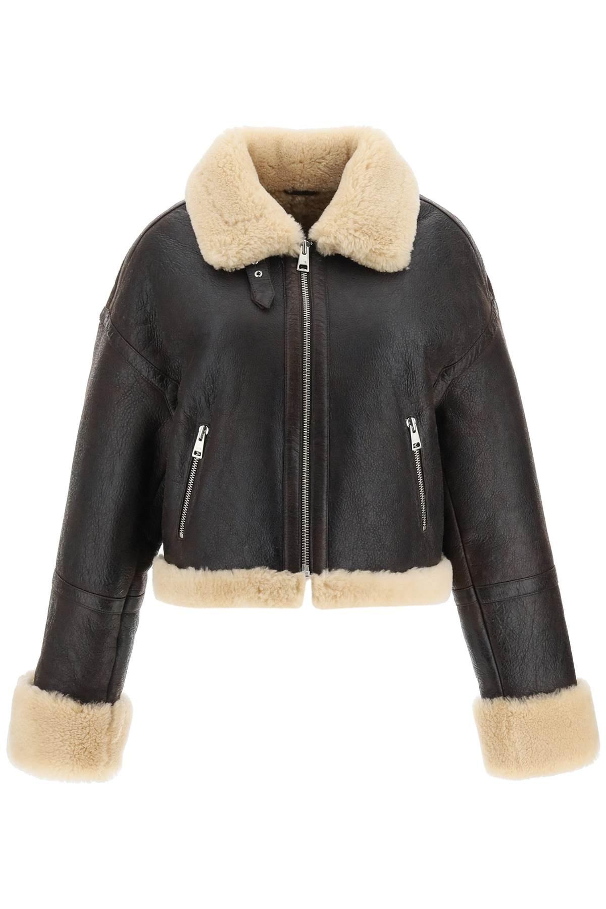 Ami shearling leather jacket discount