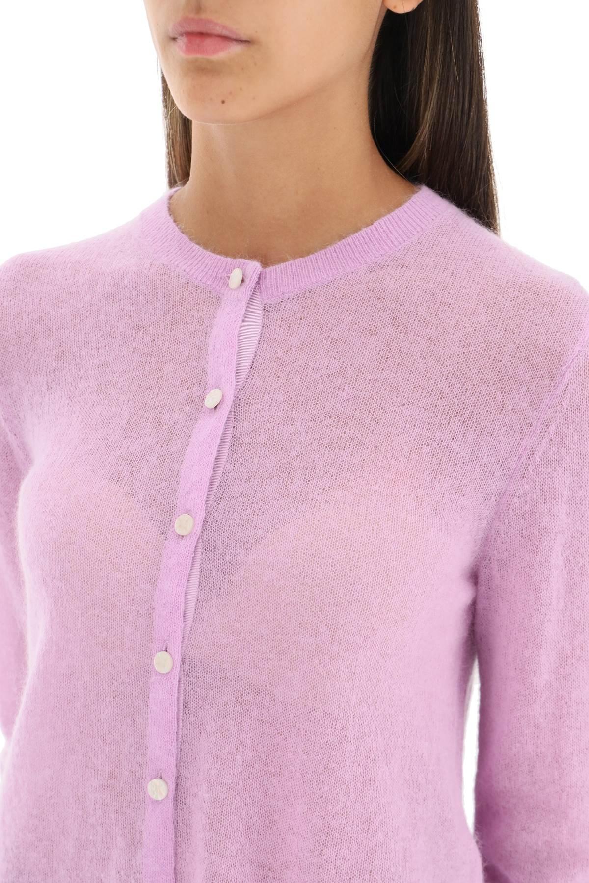 Womens Jumpers and knitwear Tory Burch Jumpers and knitwear Pink Tory Burch Wool Mohair Crewneck Cardigan in Light Violet 