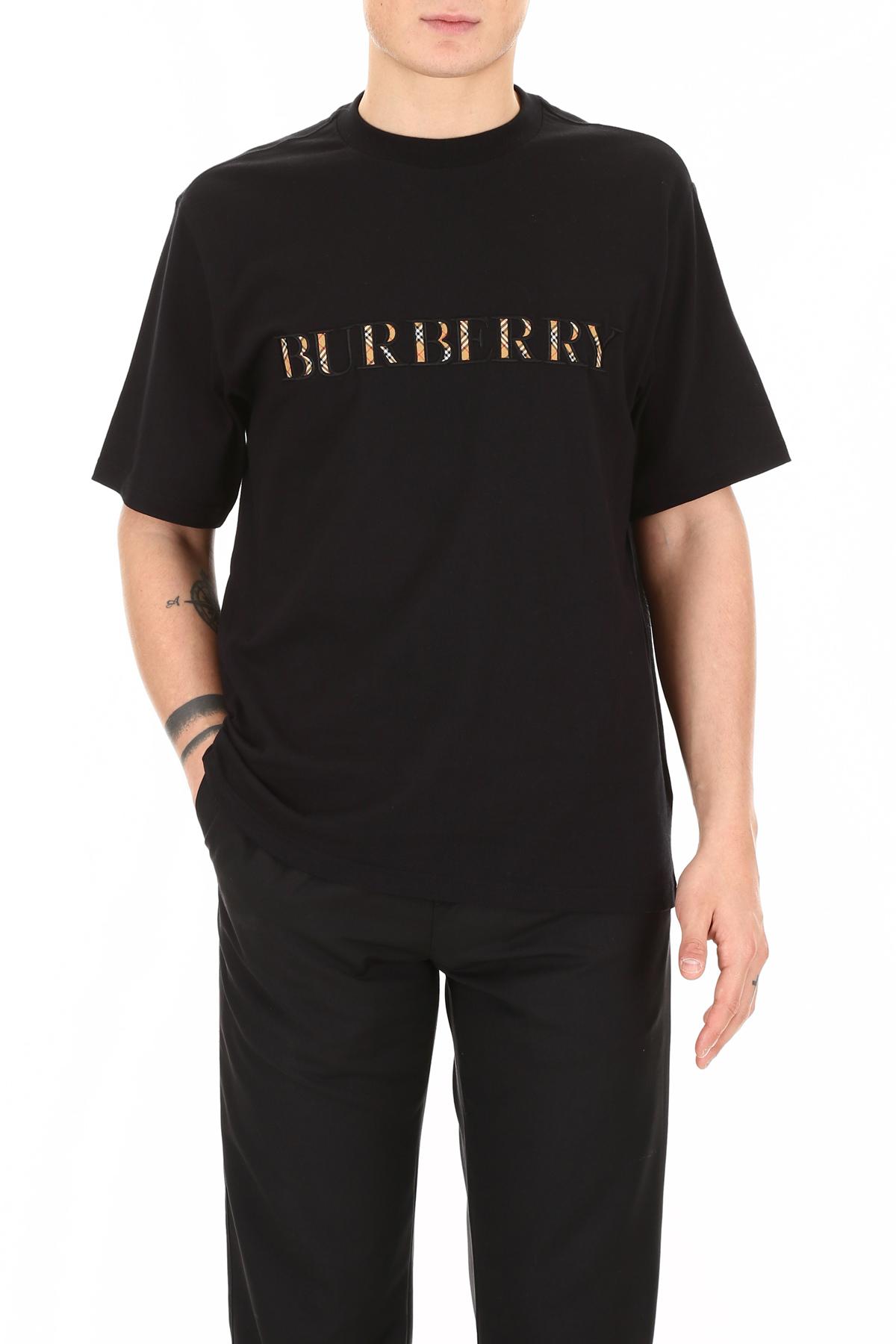 Vel Origineel Besmettelijk Burberry Check Logo Cotton T-shirt in Black for Men | Lyst