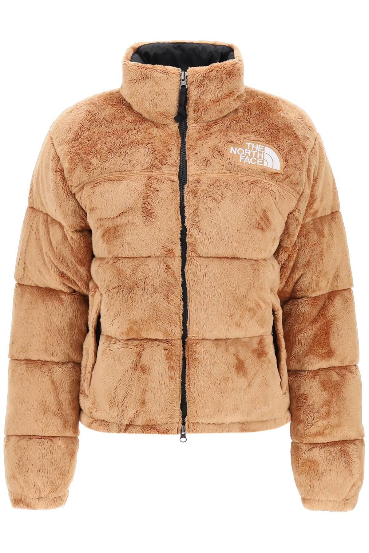 The North Face Nuptse Velour Puffer Jacket in Brown | Lyst