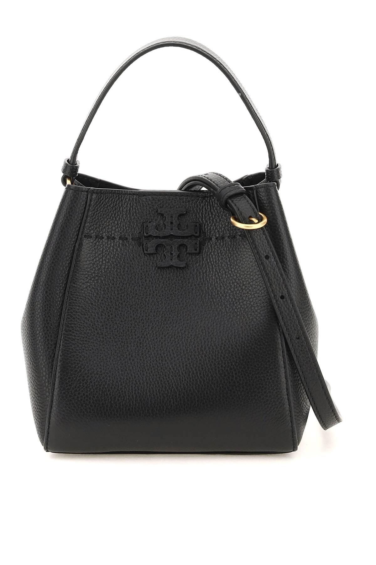 Tory Burch Grained Leather Mcgraw Bucket Bag in Black | Lyst UK