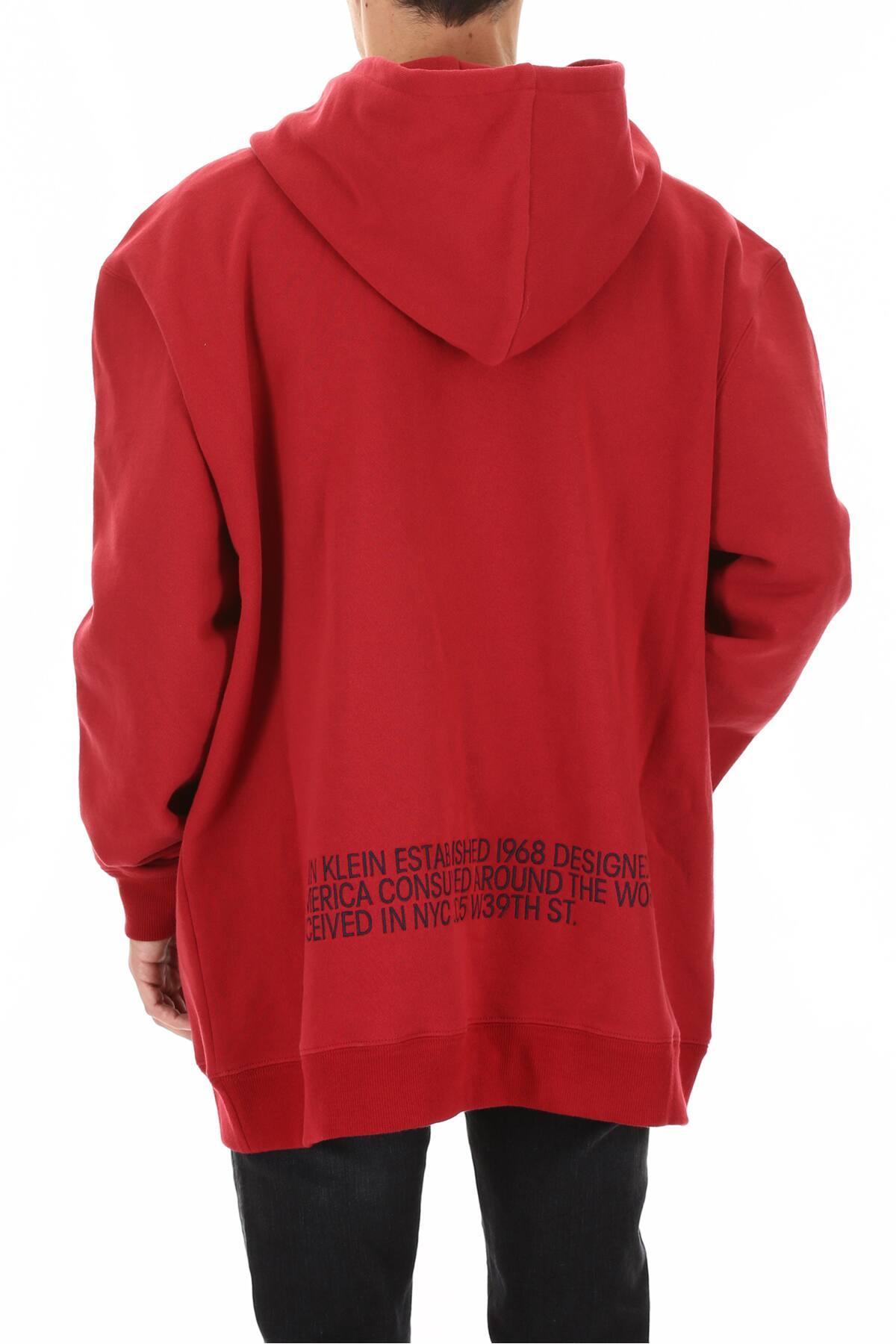 CALVIN KLEIN 205W39NYC Cotton Men's Oversized Logo Hoodie in Dark Red (Red)  for Men - Lyst