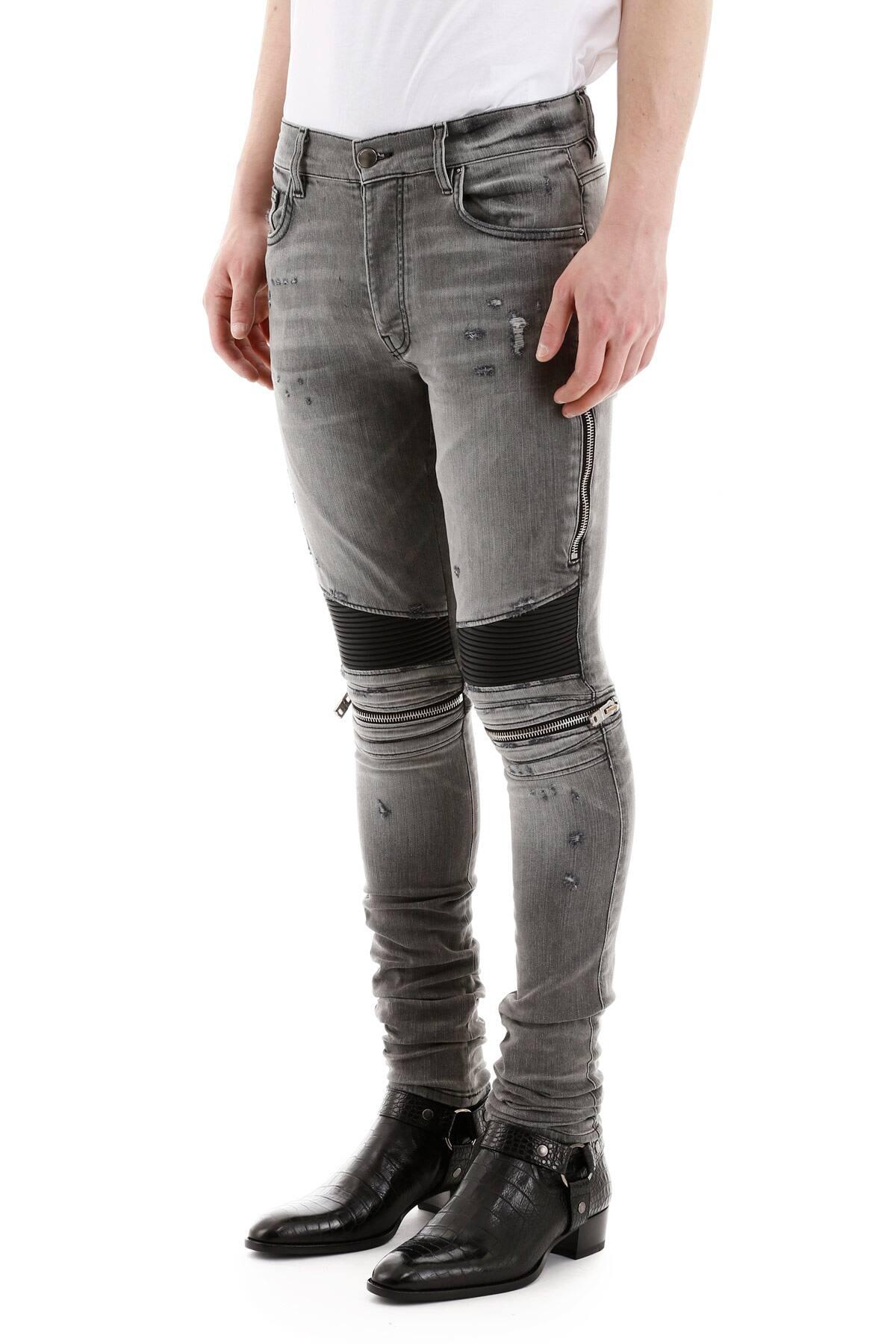 Amiri Denim Slim Fit Biker Jeans in Grey,Black (Gray) for Men - Lyst