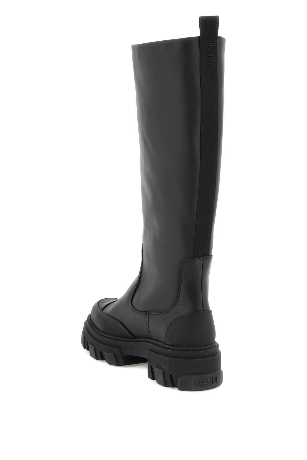 Ganni Tubular Leather Boots in Black | Lyst