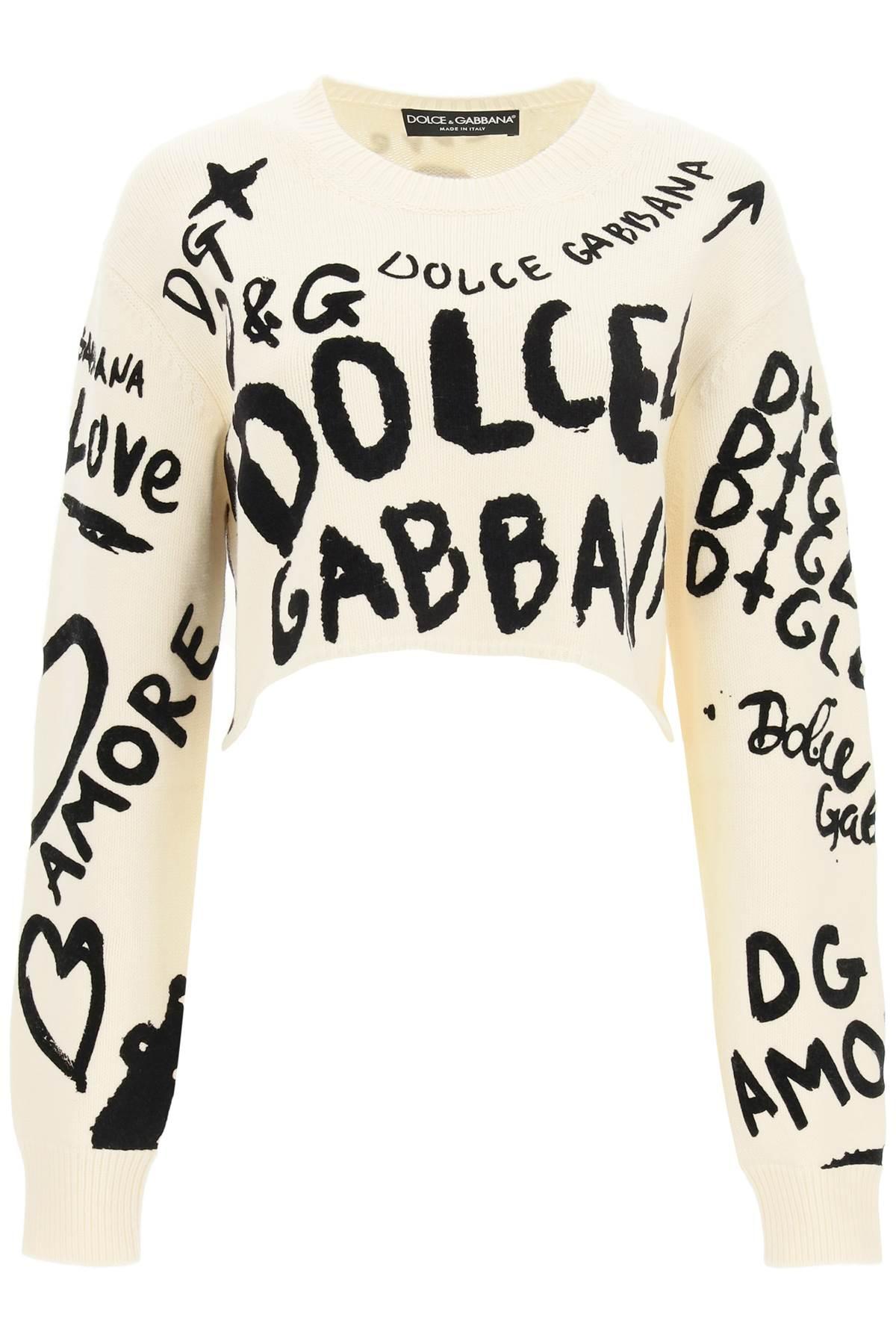 Dolce & Gabbana Lace-Sleeves DG Logo Sweatshirt