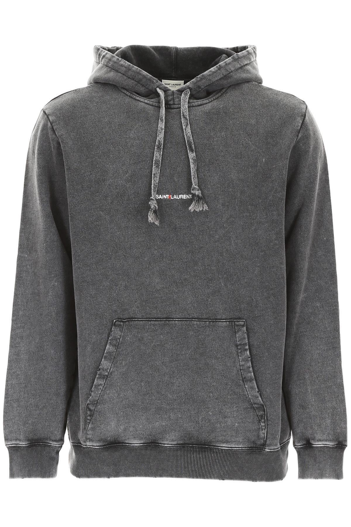Saint Laurent Cotton Grey Stone Washed Hoodie By in Gray for Men | Lyst