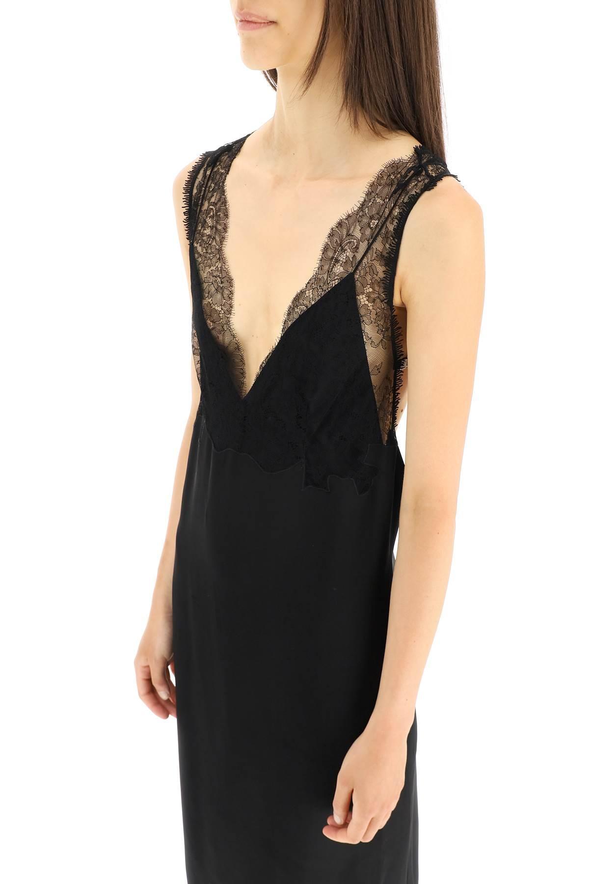 Givenchy Satin Dress With Lace in Black | Lyst