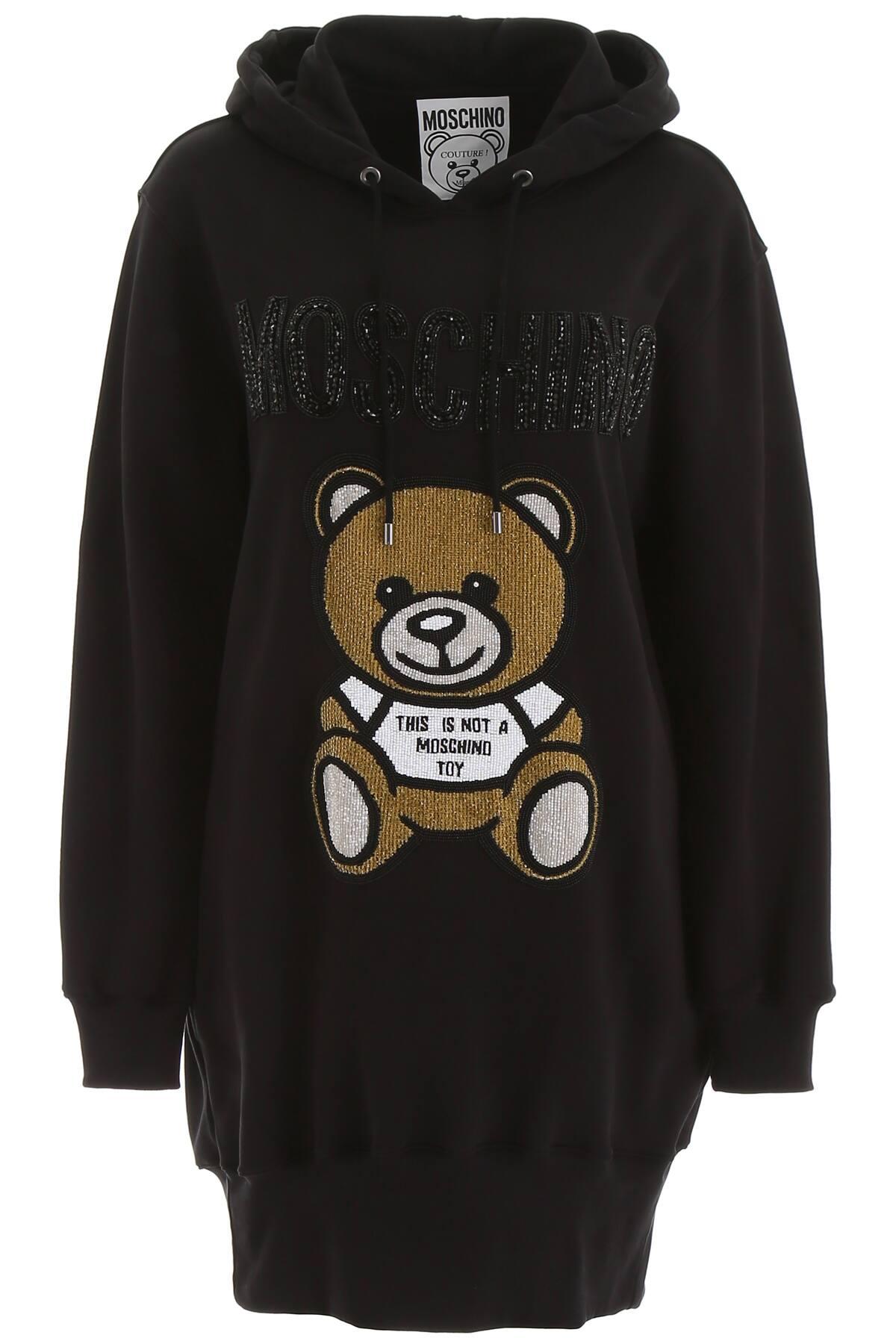 Moschino Teddy Bear Hoodie Dress in Black | Lyst