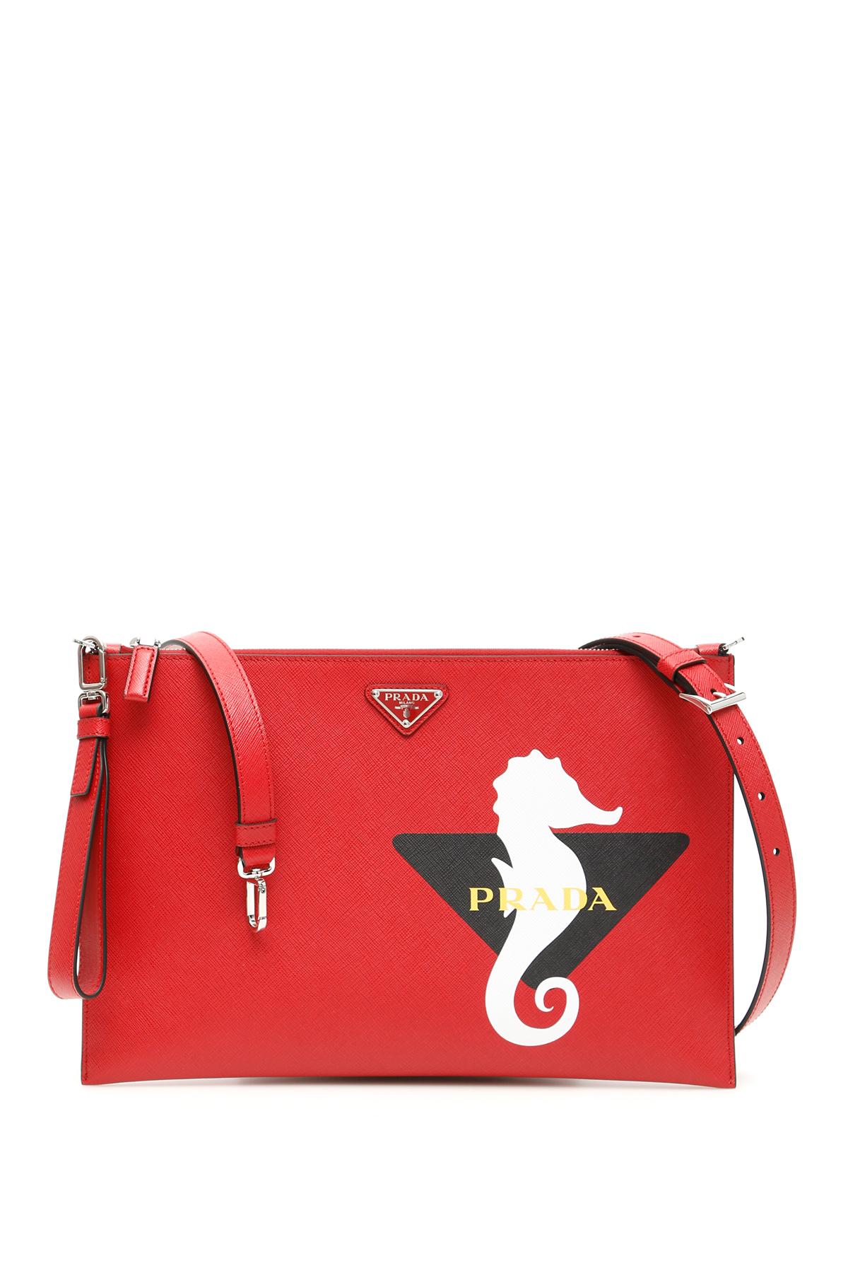 Prada Seahorse Logo Clutch in Red for Men | Lyst
