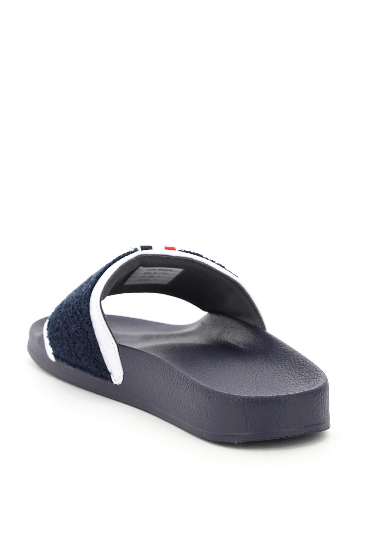 Thom Browne Terry Cloth Pool Slides in Blue for Men | Lyst