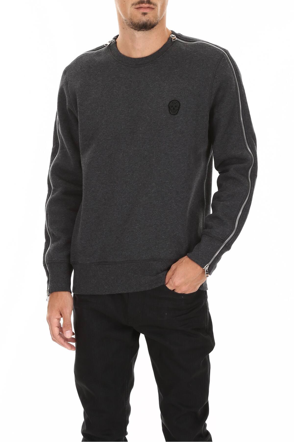 Alexander McQueen Sweatshirt With Zip And Skull in Grey (Gray) for Men ...