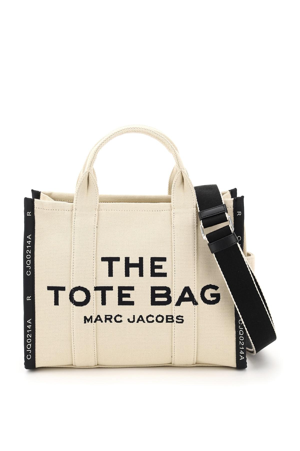 Marc Jacobs The Jacquard Traveler Tote Bag Small White Cotton in Natural