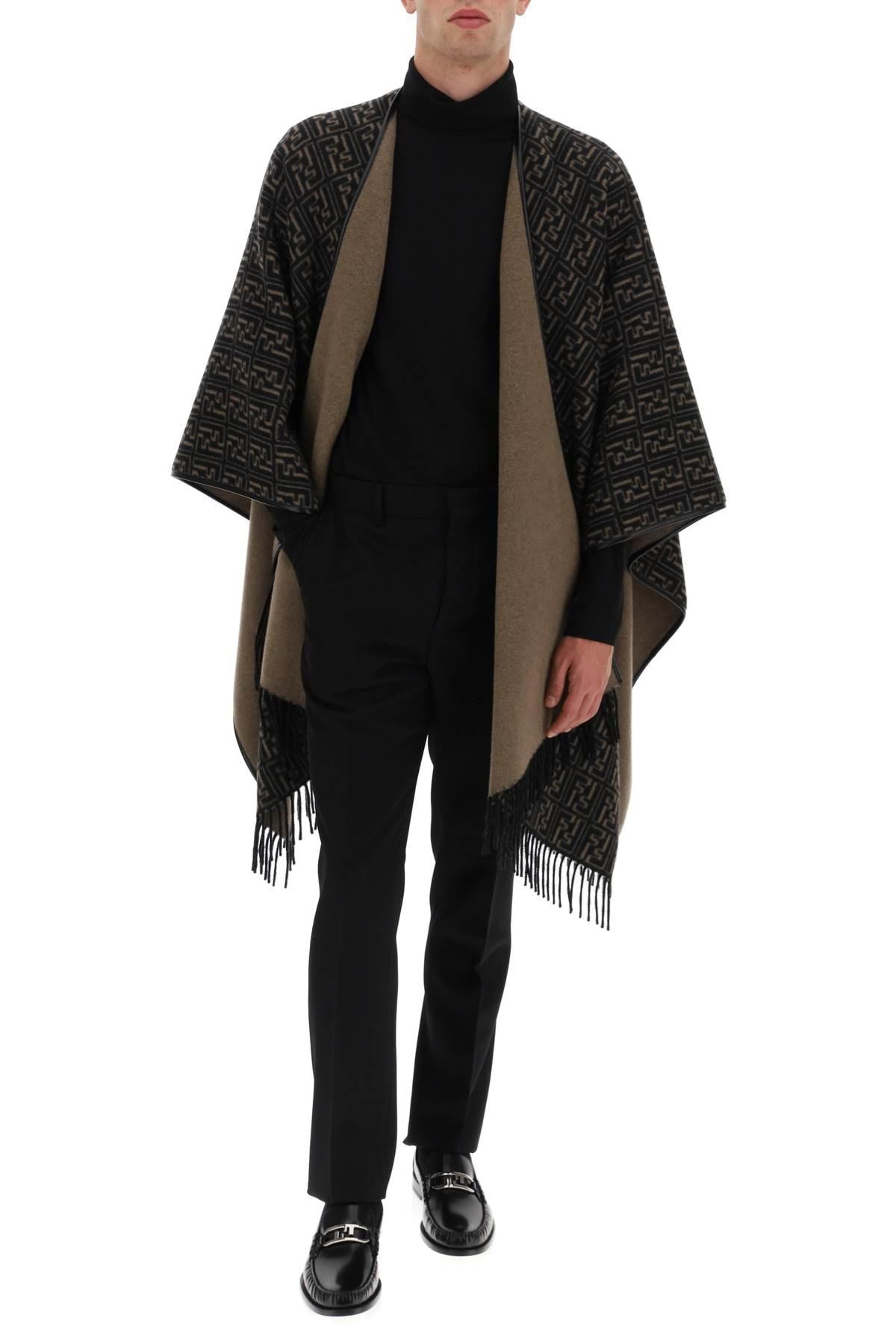 Fendi Ff Wool Poncho Cape in Black for Men | Lyst