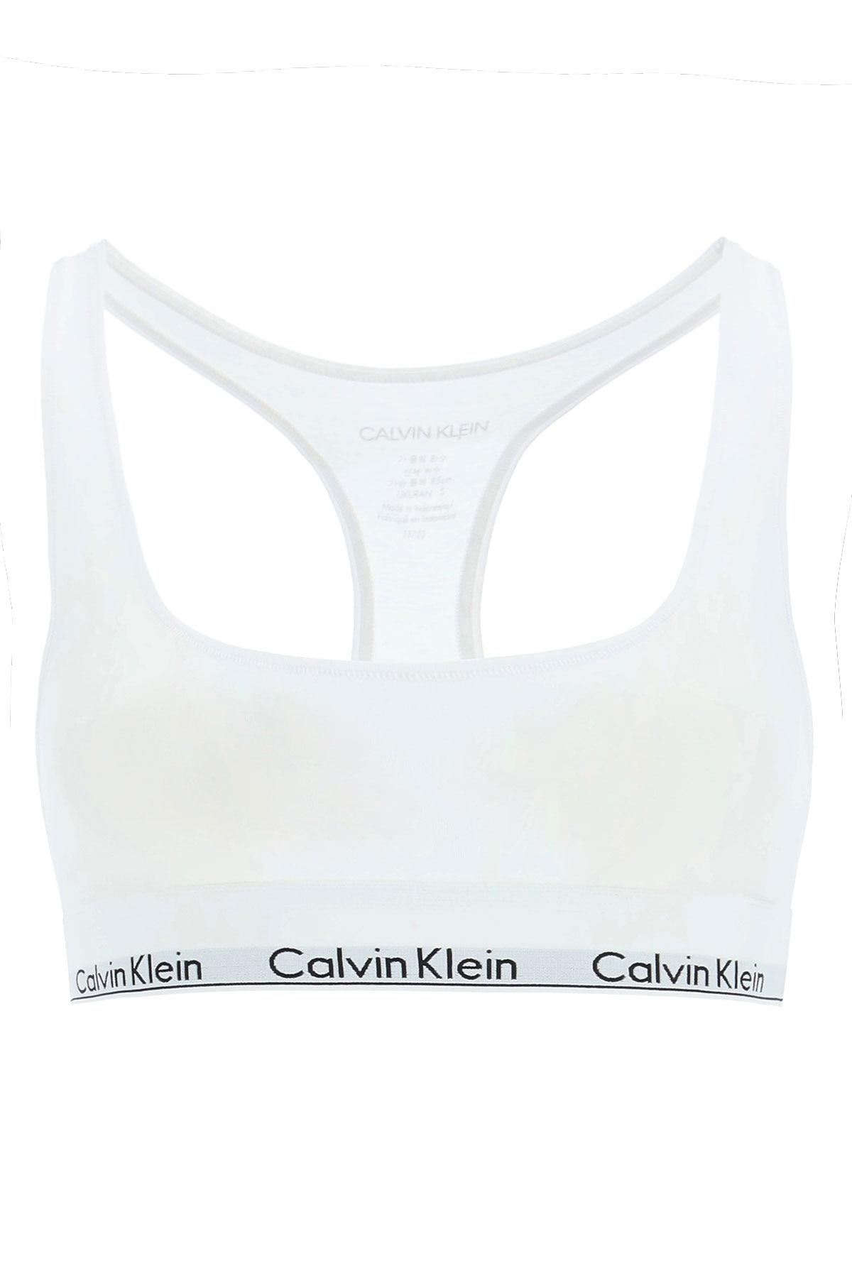Calvin Klein Cotton Sports Bra With Branded Border in White (White) (White)  - Save 59% | Lyst