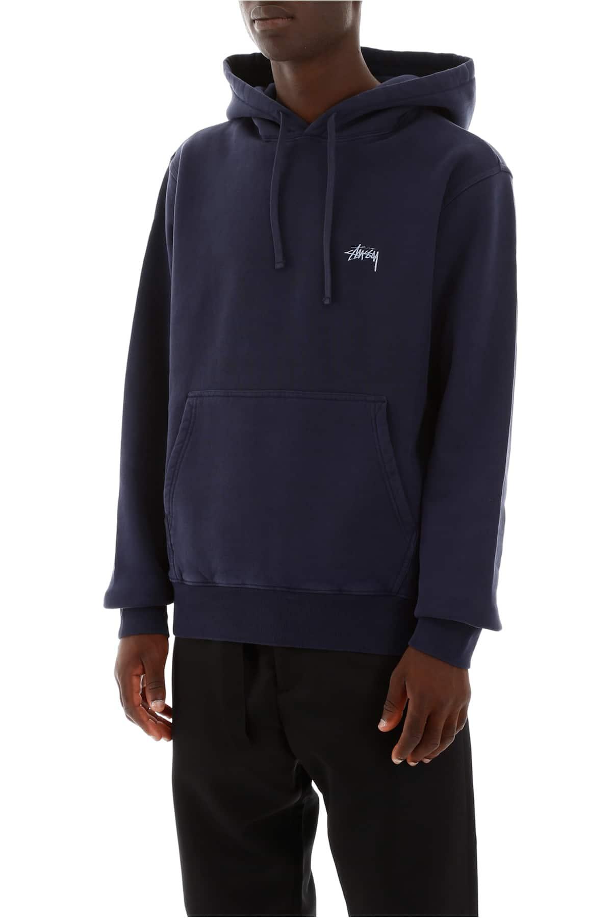 Stussy Cotton Hoodie With Logo Embroidery in Blue for Men Lyst