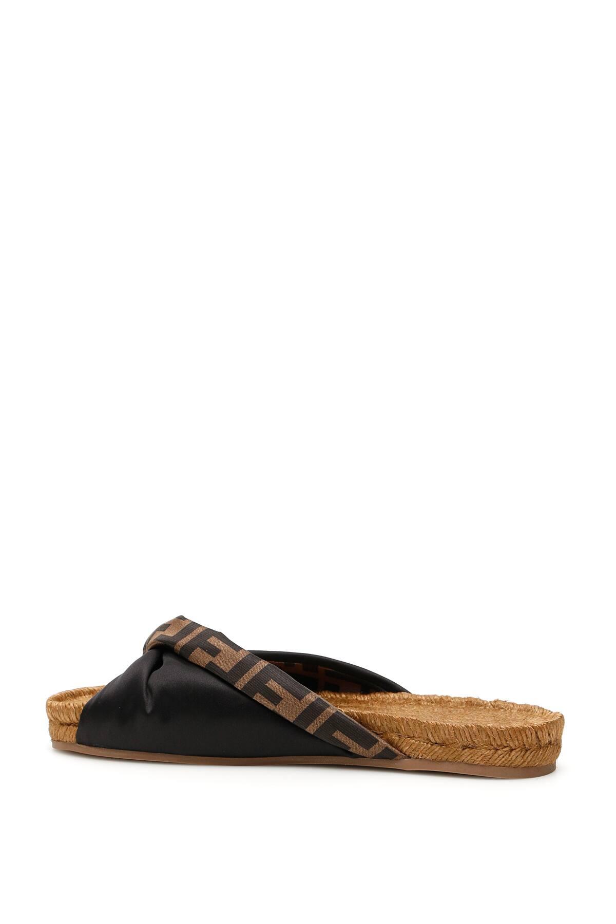 Fendi twisted satin espadrille shop slide sandals