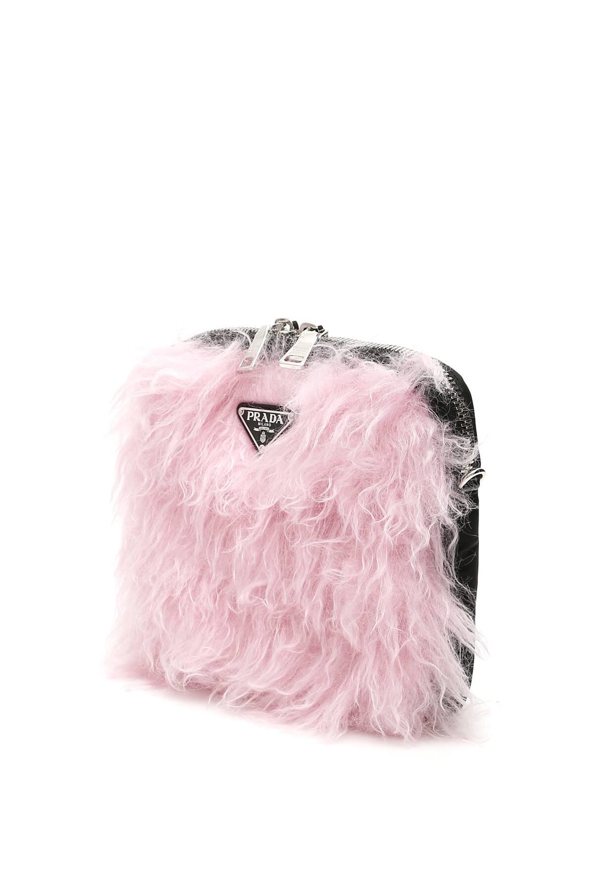 Prada Furry Mini Bag in Pink | Lyst