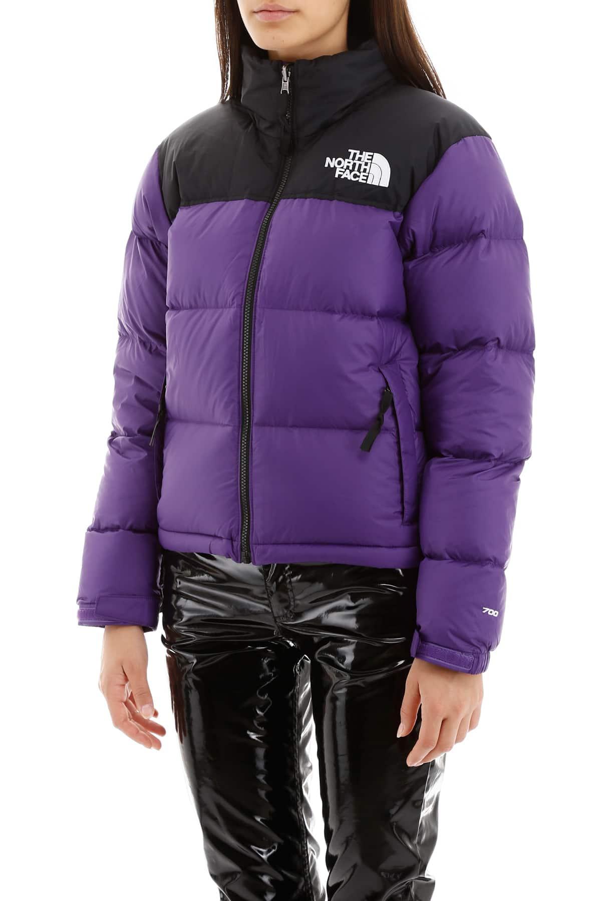 The North Face Cropped Nuptse Jacket in Purple | Lyst