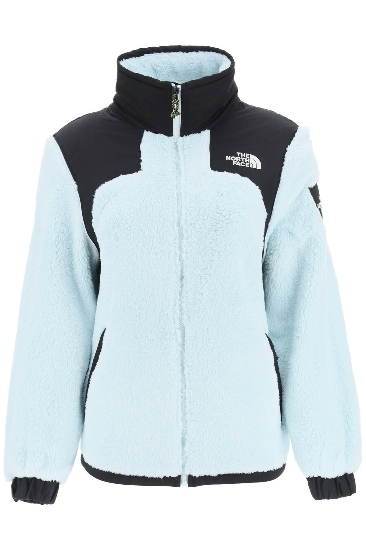 light blue and black north face jacket