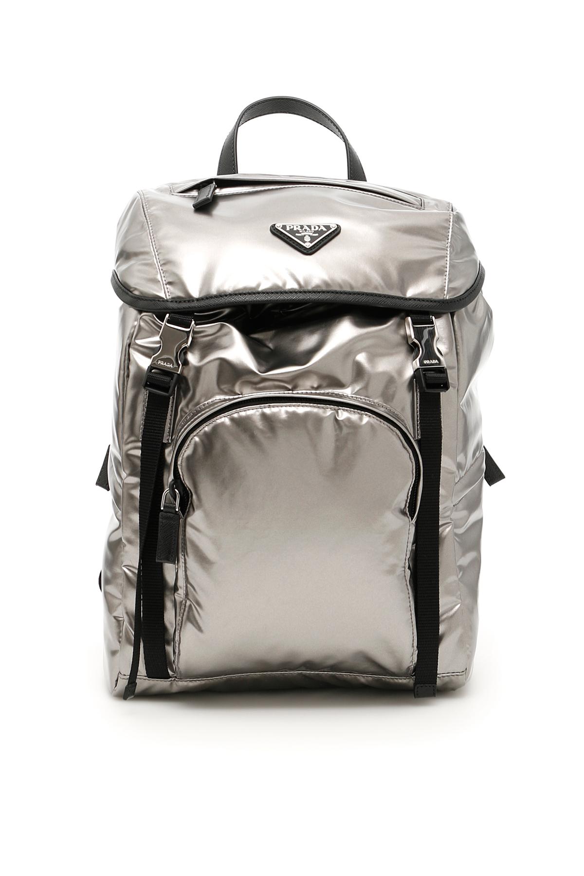 prada silver backpack