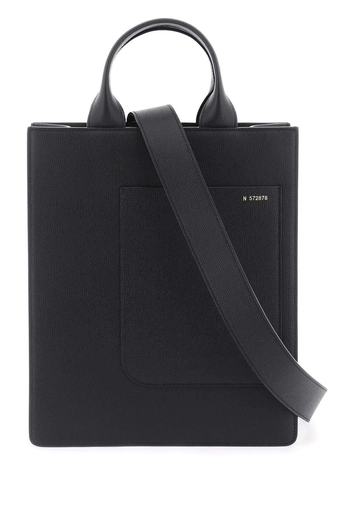 Valextra - Weekend Dark Gray Leather Convertible Hobo Bag