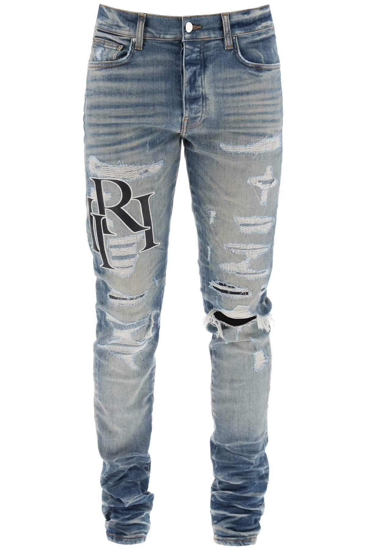Amiri Destroyed Jeans With Staggered Logo in Blue for Men Lyst UK