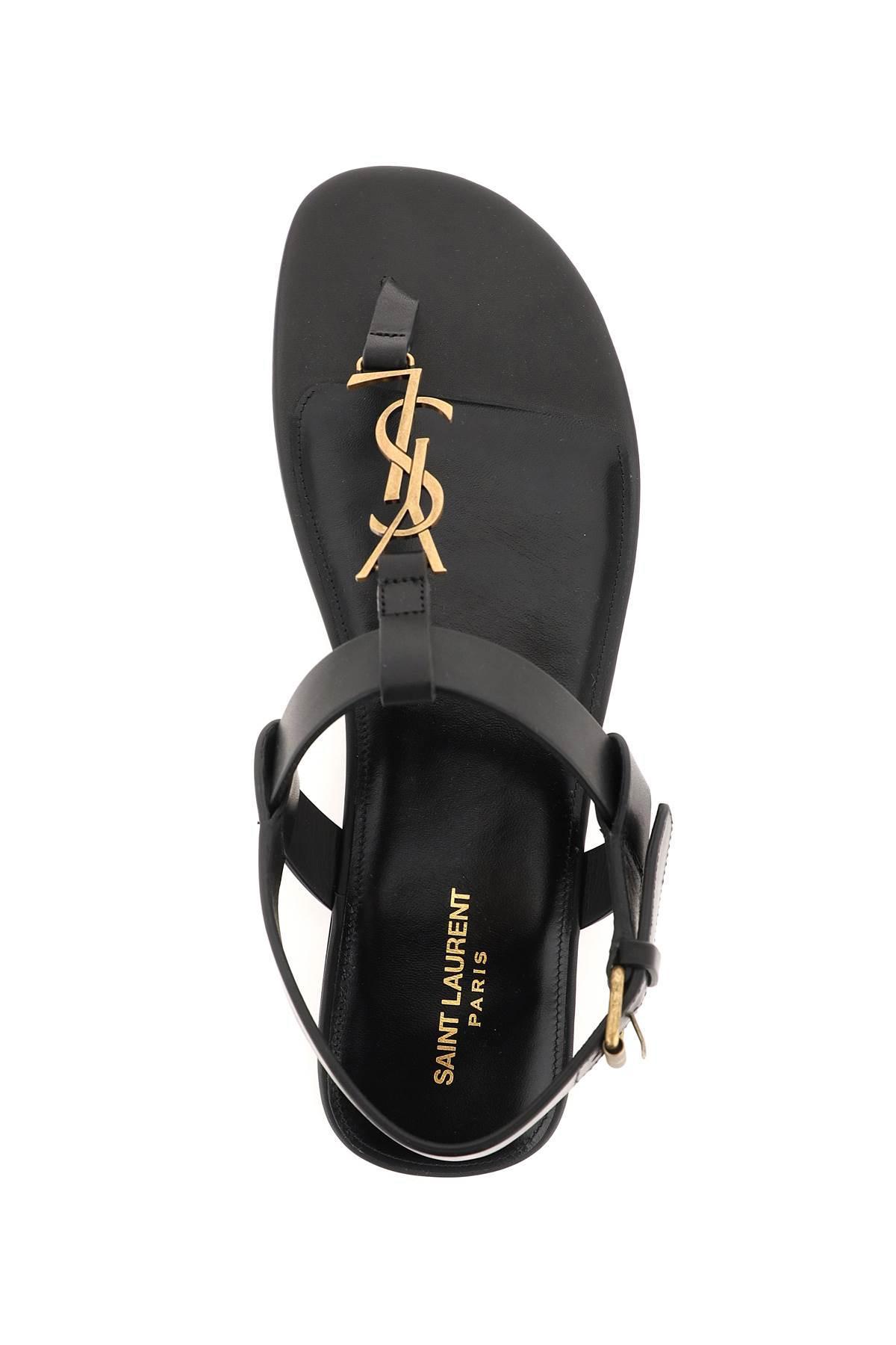 Ysl logo flat sandals clearance