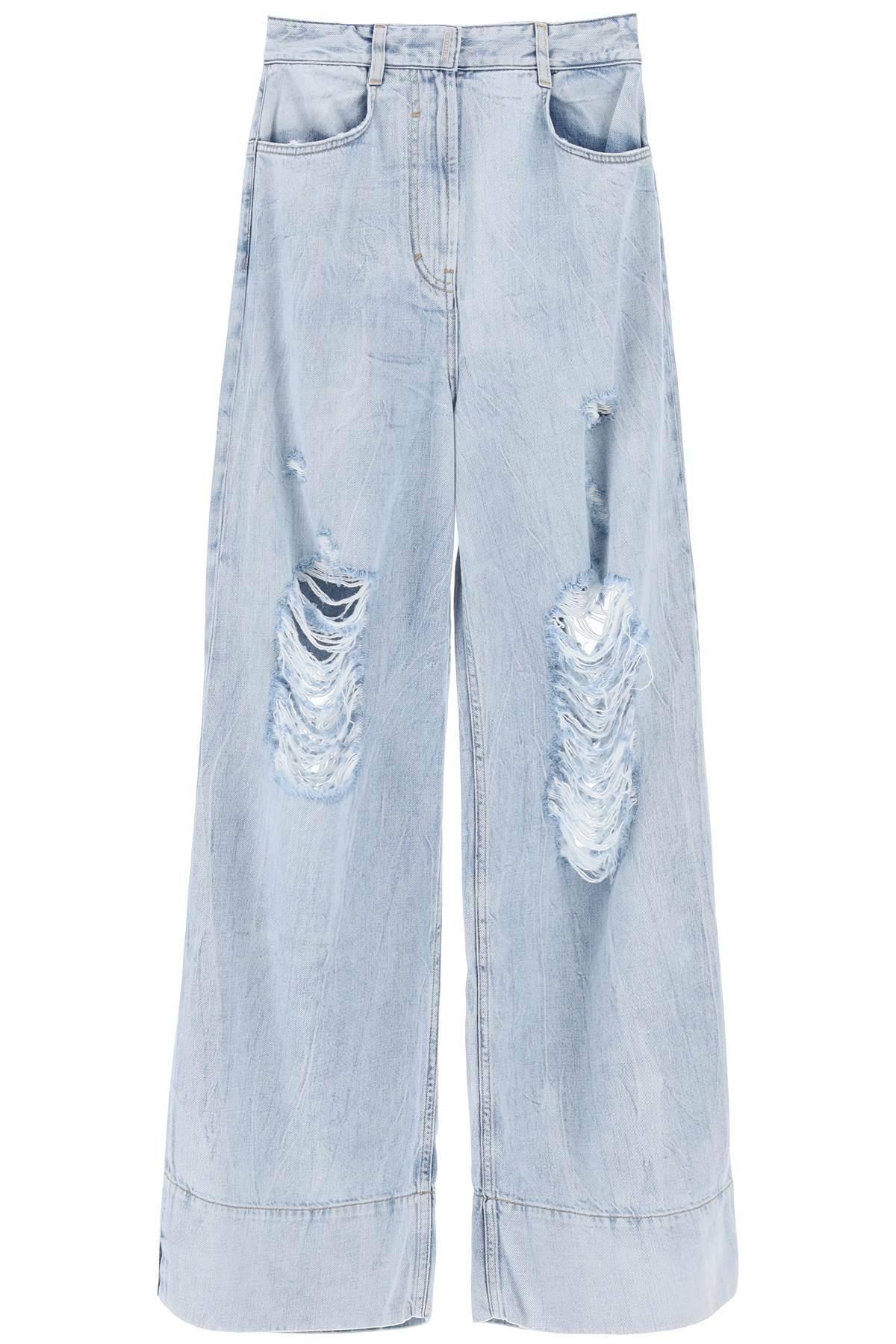 Givenchy Destroyed Denim Oversized Jeans in Blue | Lyst