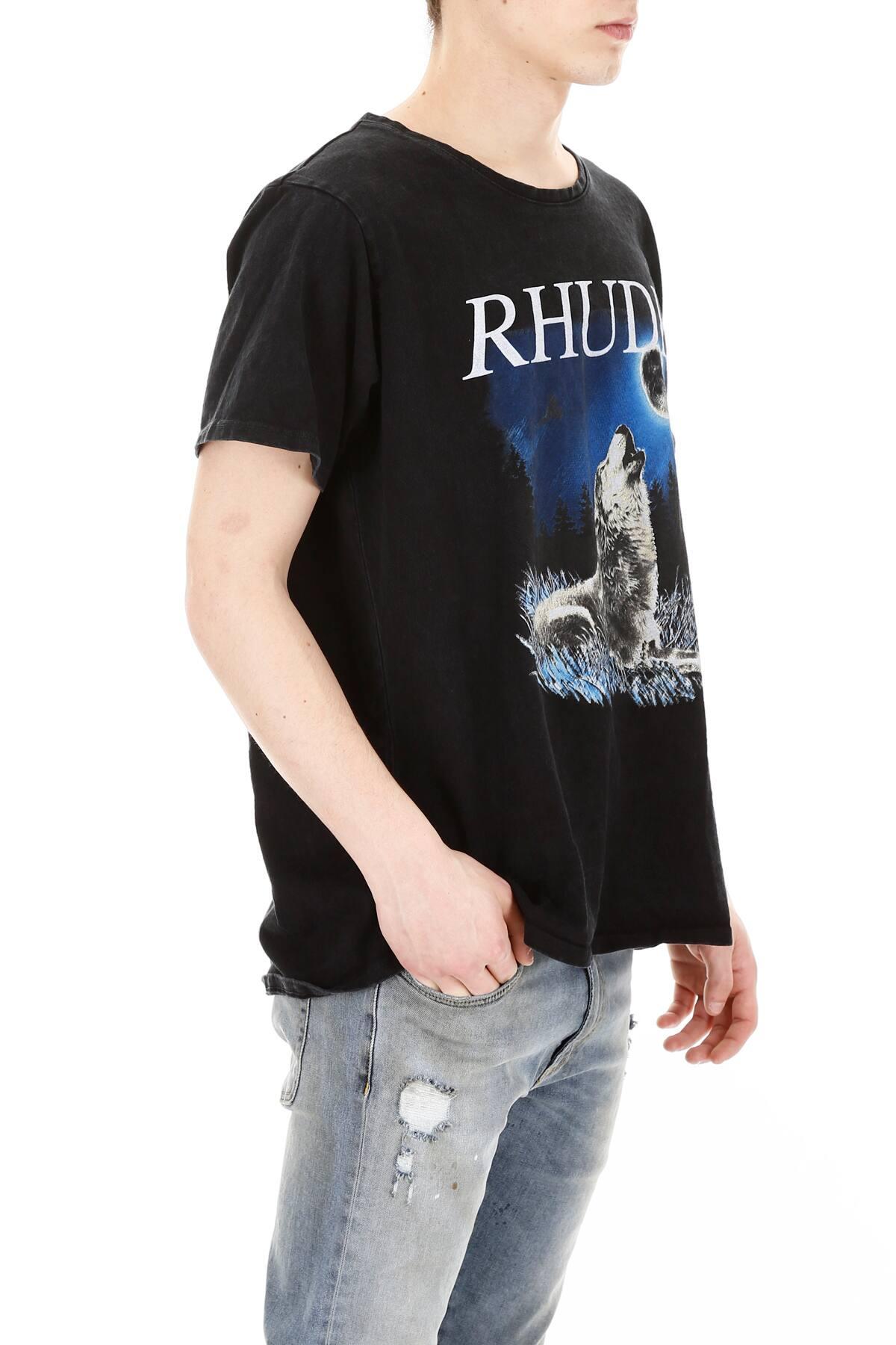 Rhude Cotton Wolf The Moon T-shirt in 