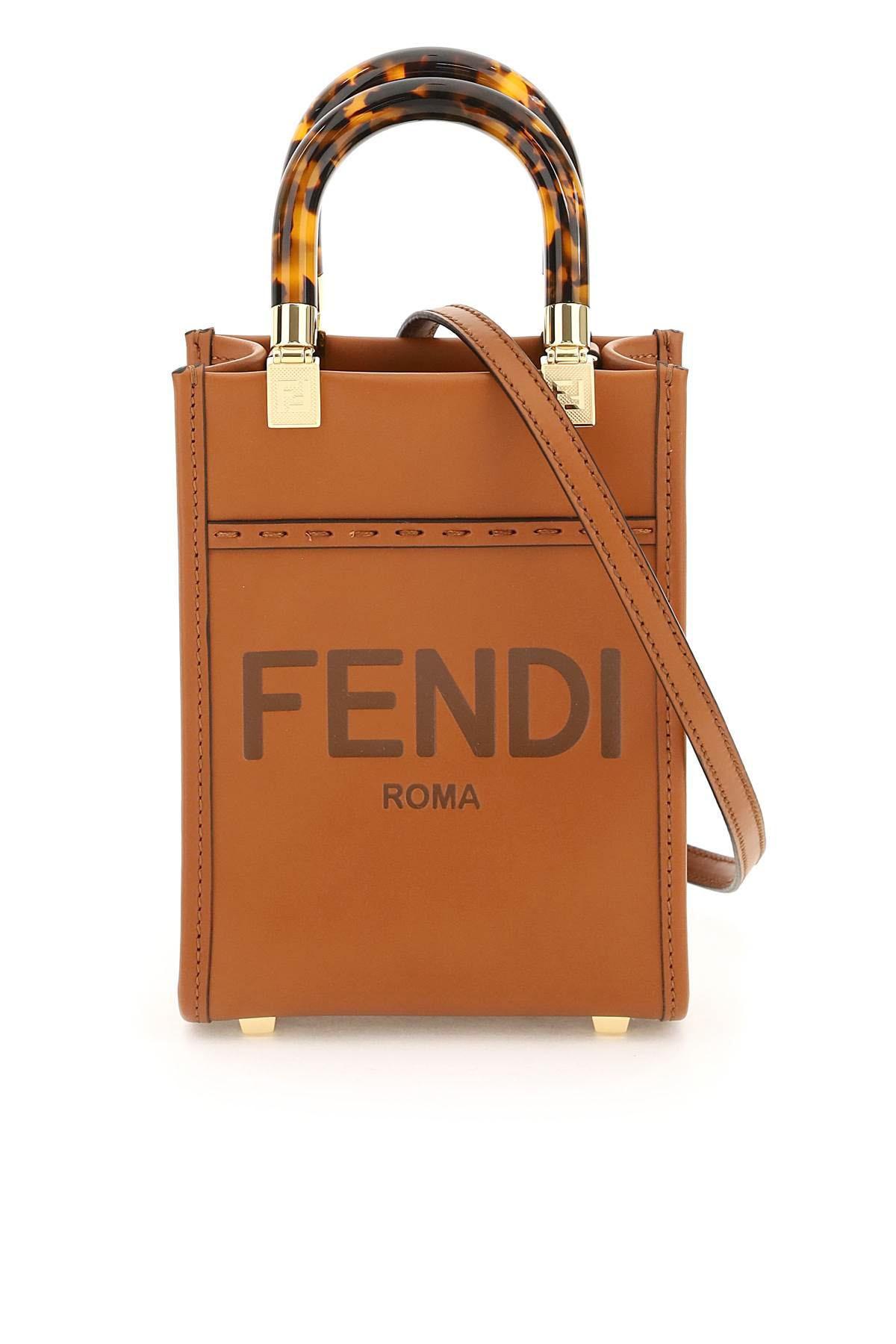 Fendi Mini Sunshine Shopper Bag in Brown | Lyst
