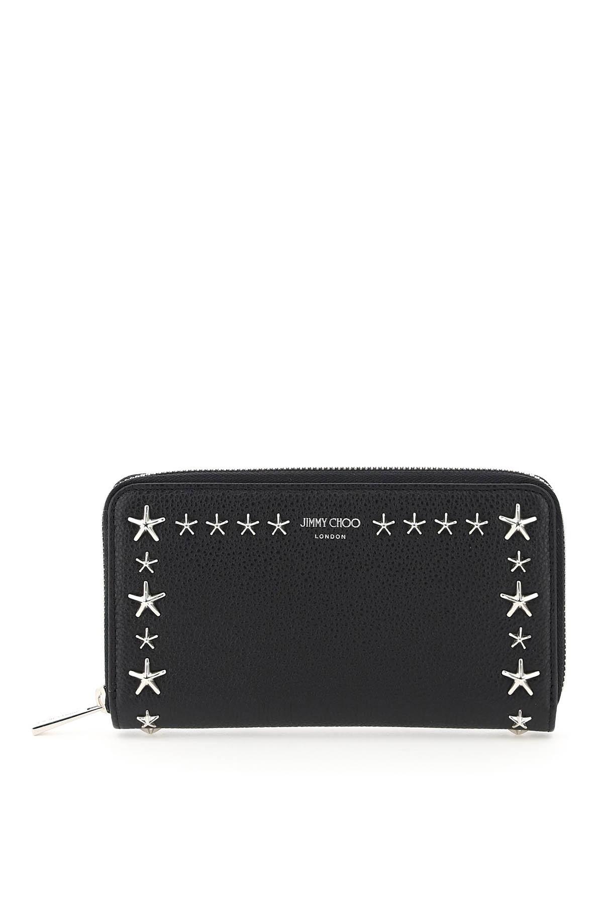 Jimmy Choo Zip Around Star Studs Wallet Os Leather in Black - Lyst