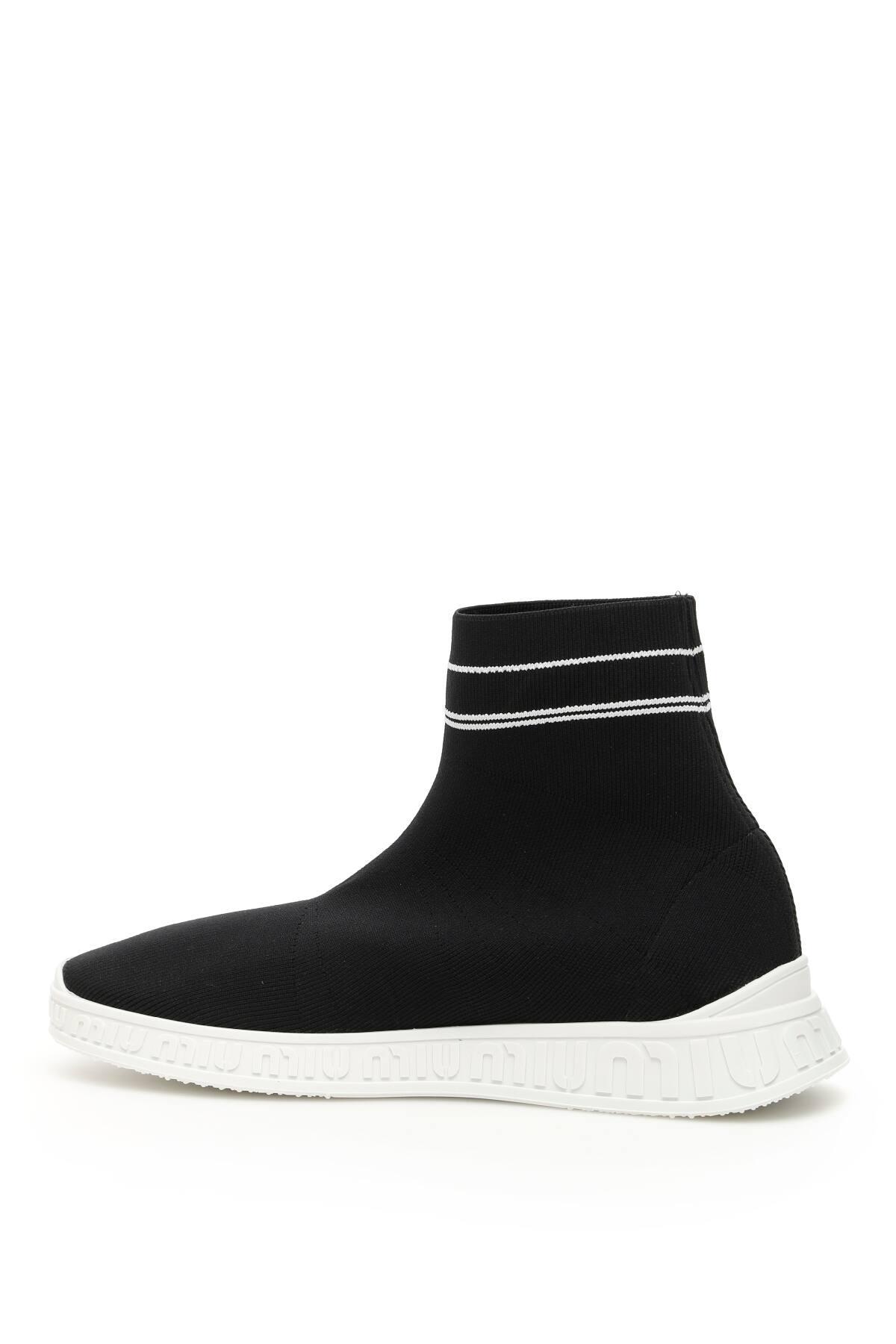 Miu Miu Synthetic Sock Fit Sneakers in Black&White (Black) - Lyst