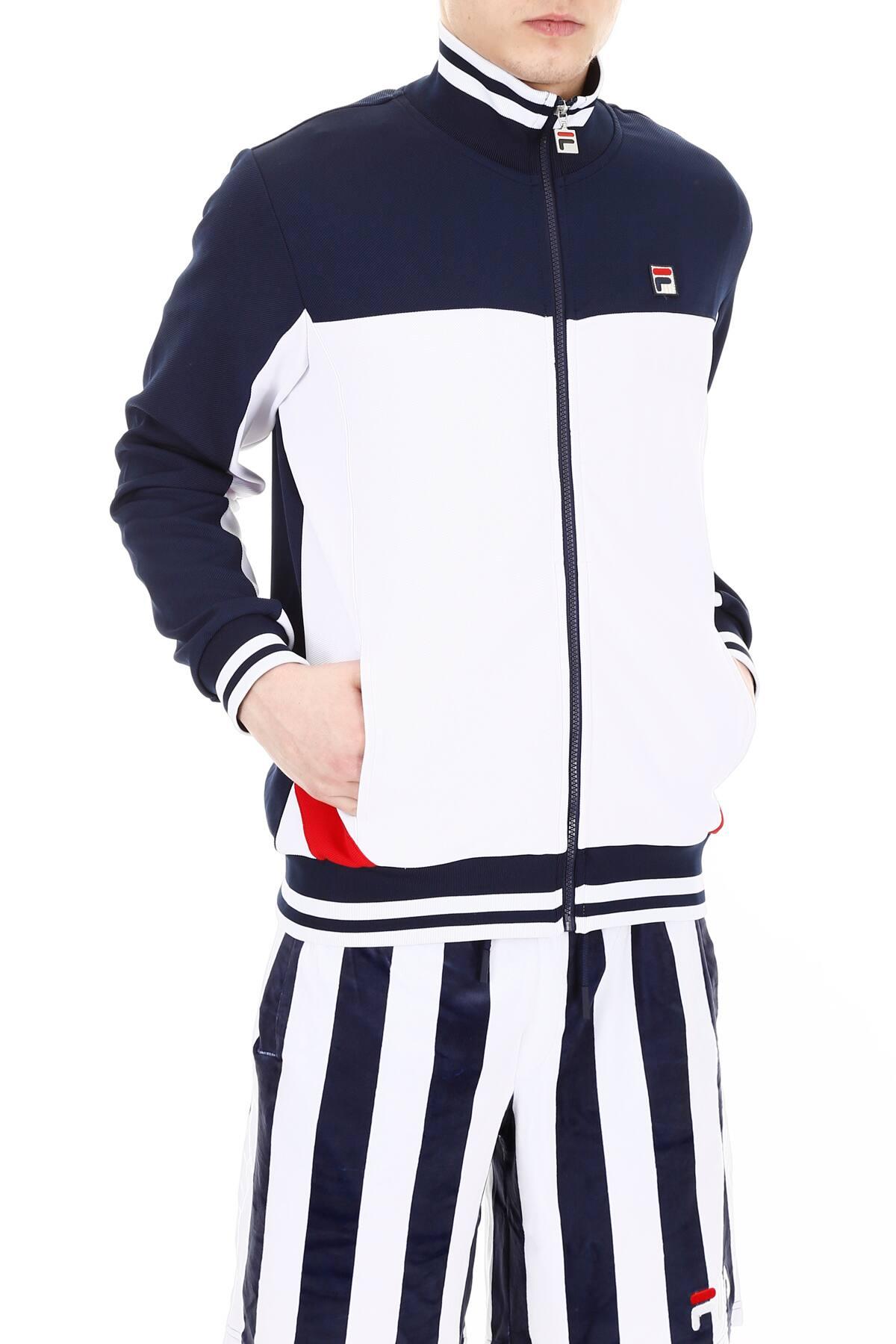 Fila Tiebreaker Track Jacket in White,Blue,Red (Blue) for Men Lyst