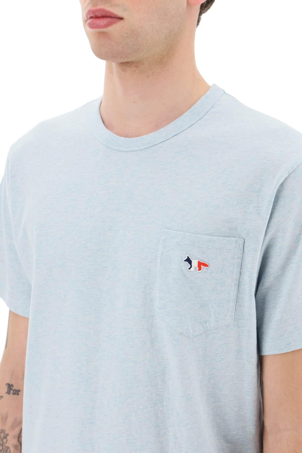 Maison Kitsuné T-shirt With Tricolor Fox Patch in Blue for Men | Lyst